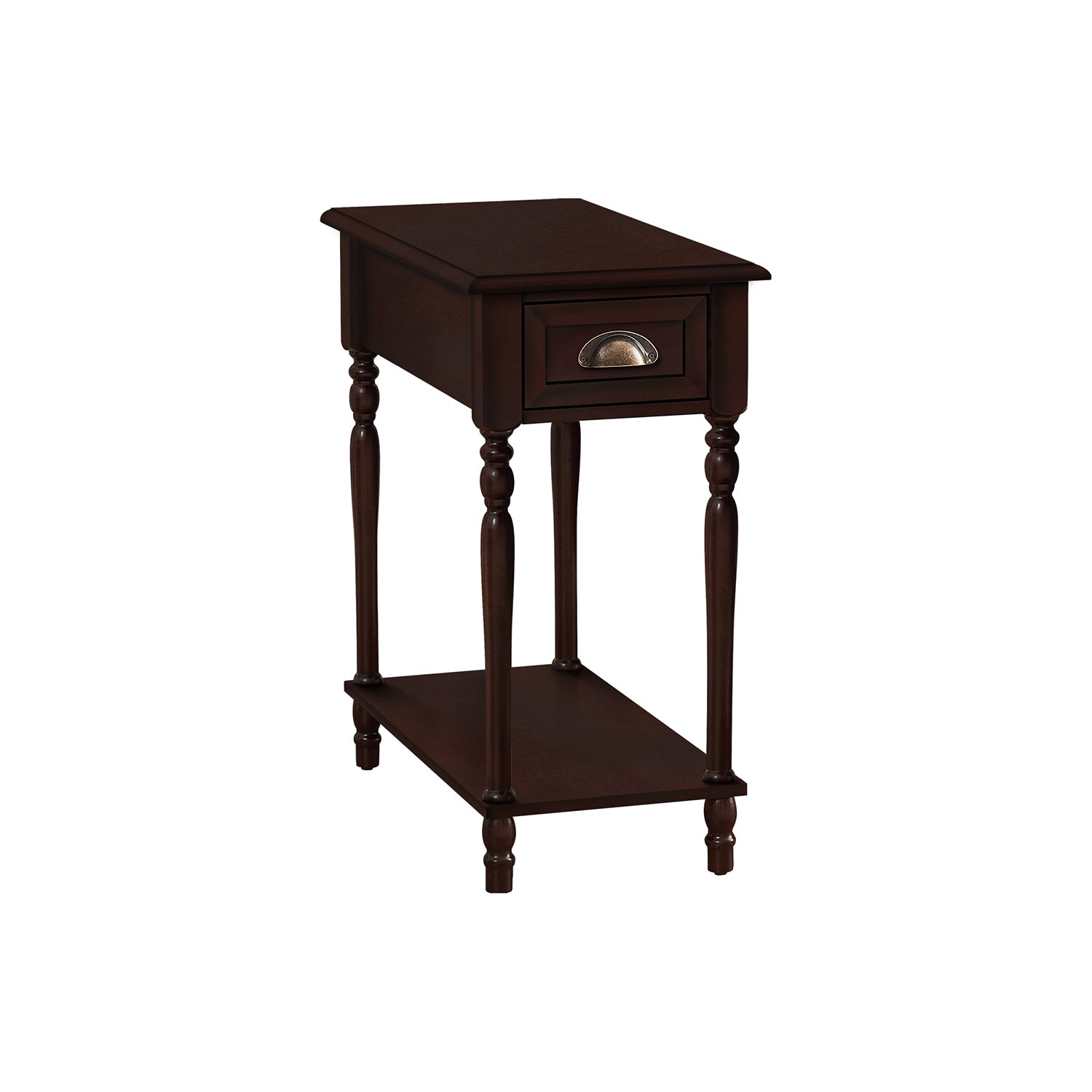 Monarch Specialties I 3969 - Accent Table, 2 Tier, Side Table, End, Narrow, Nightstand, Bedroom, Lamp, Storage Drawer, Brown Veneer, Traditional