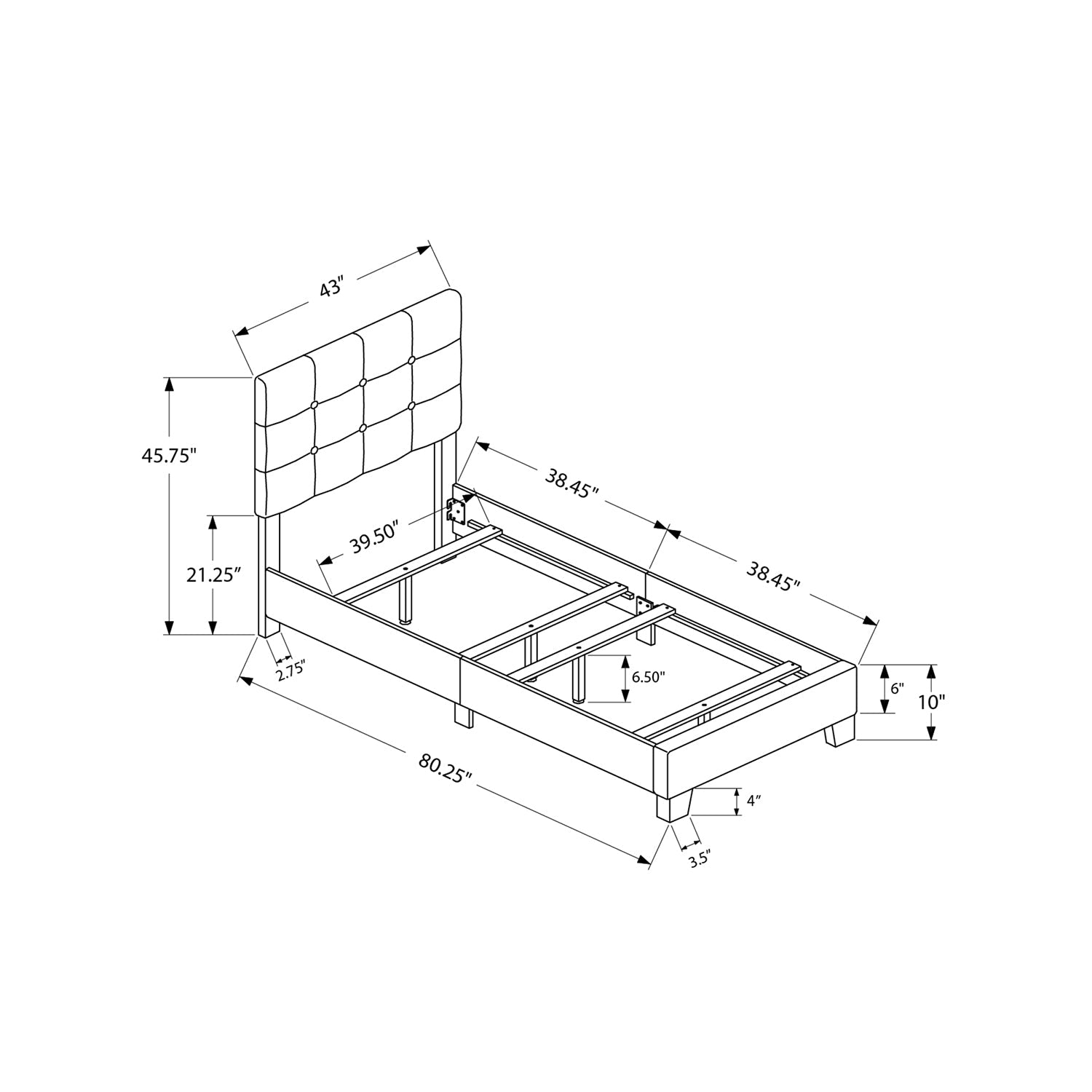 Monarch Specialties I 5919T - lit, lit simple, rembourré, Chambre, cadre seulement, jeunes, adolescents, jeunes, velours bleu pâle, transitionnel