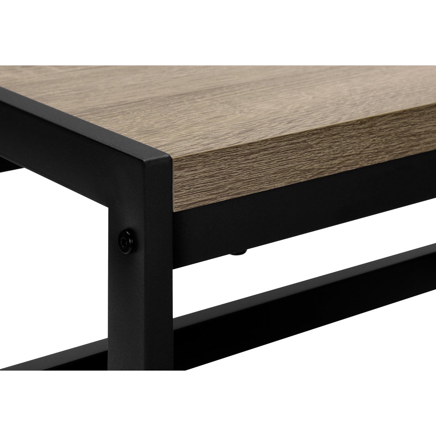 Monarch Specialties I 4000 - Ladder, Step Stool, Bedroom, Kitchen, Black Metal, Dark Taupe Laminate, Contemporary