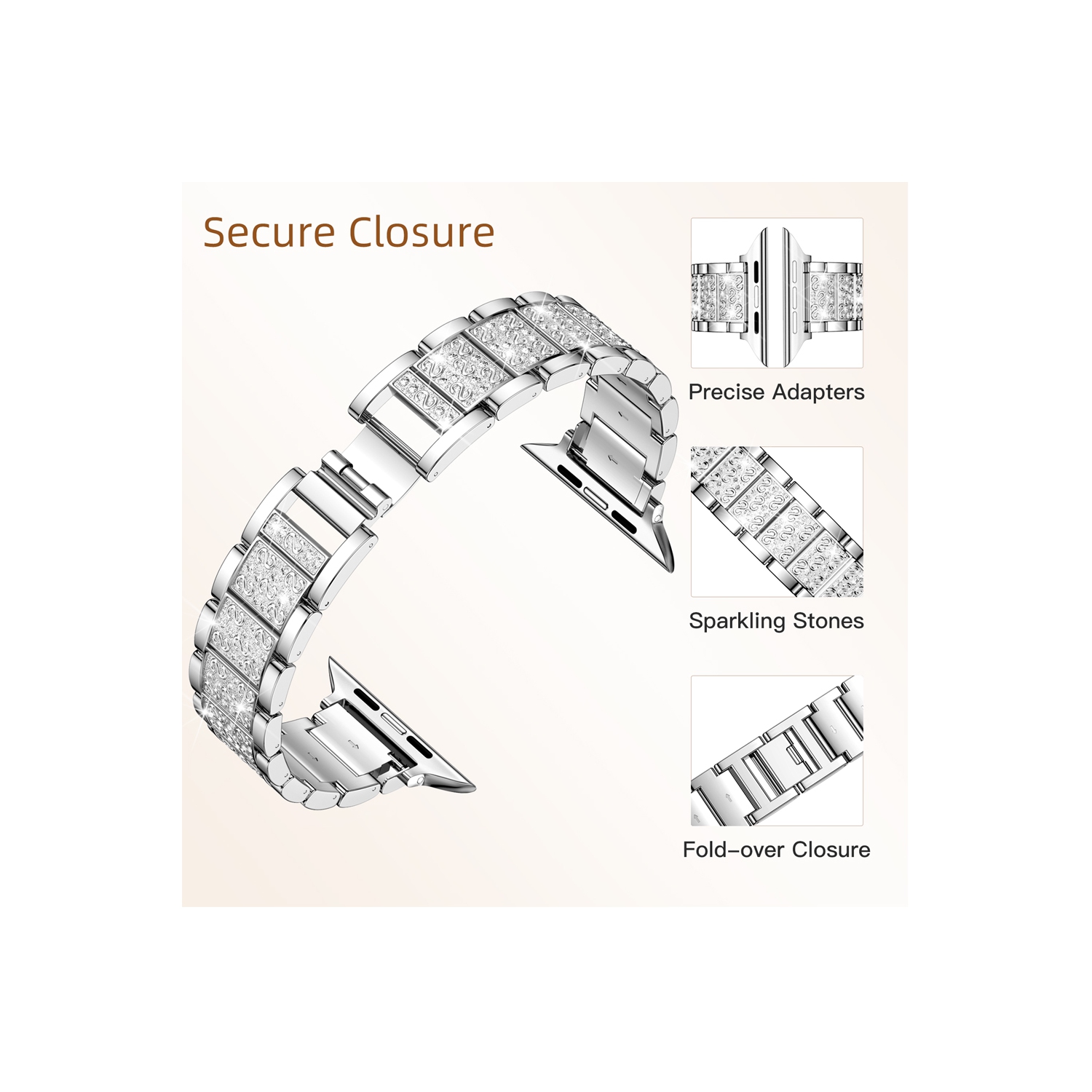 Bracelet en métal S-Block de WFG pour Apple Watch - 38/40/41&nbsp;mm - Noir