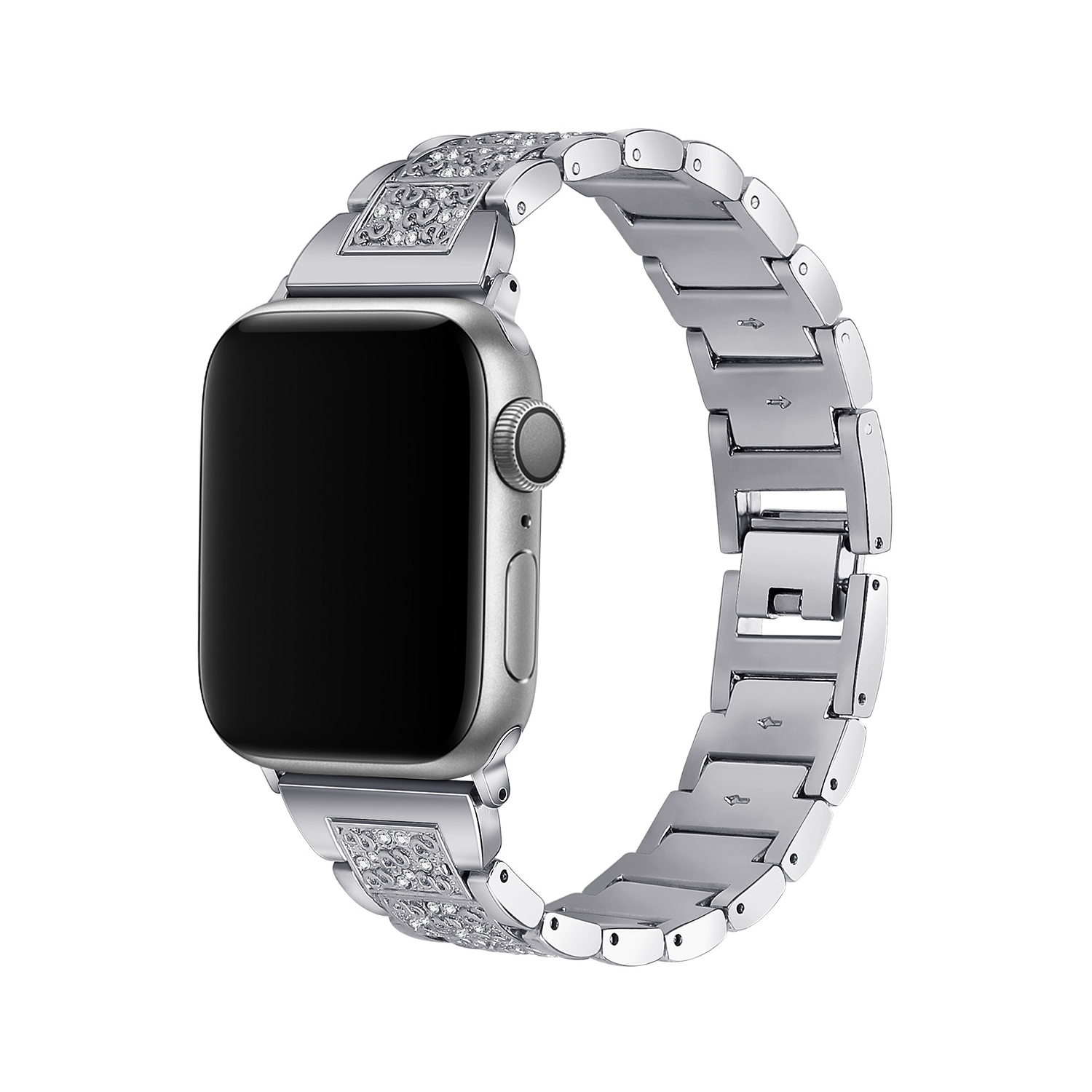 WFG Dressy S-Block Metal Band for Apple Watch - 42/44/45mm - Silver