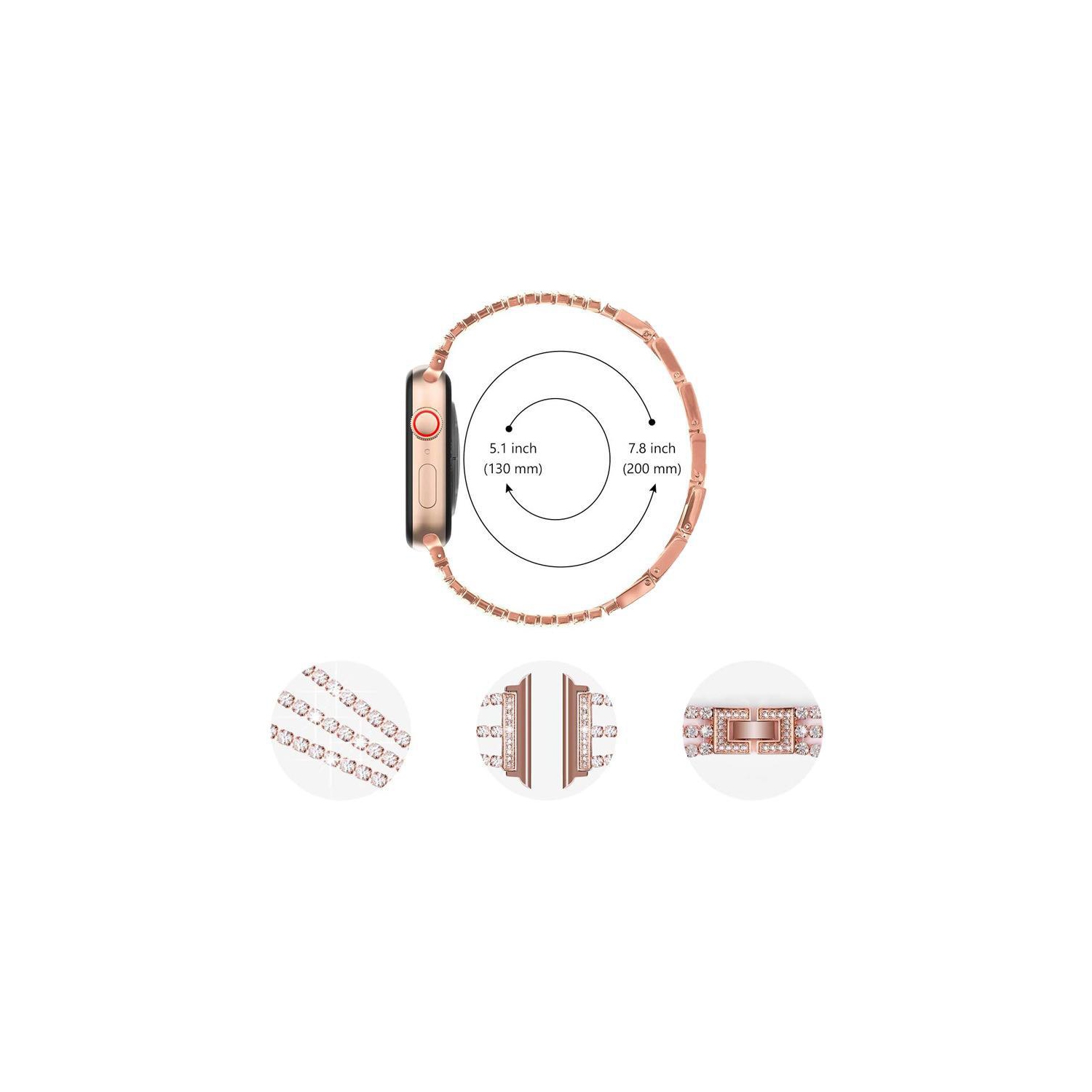 WFG Dressy Bling Band for Apple Watch - 42/44/45mm - Black