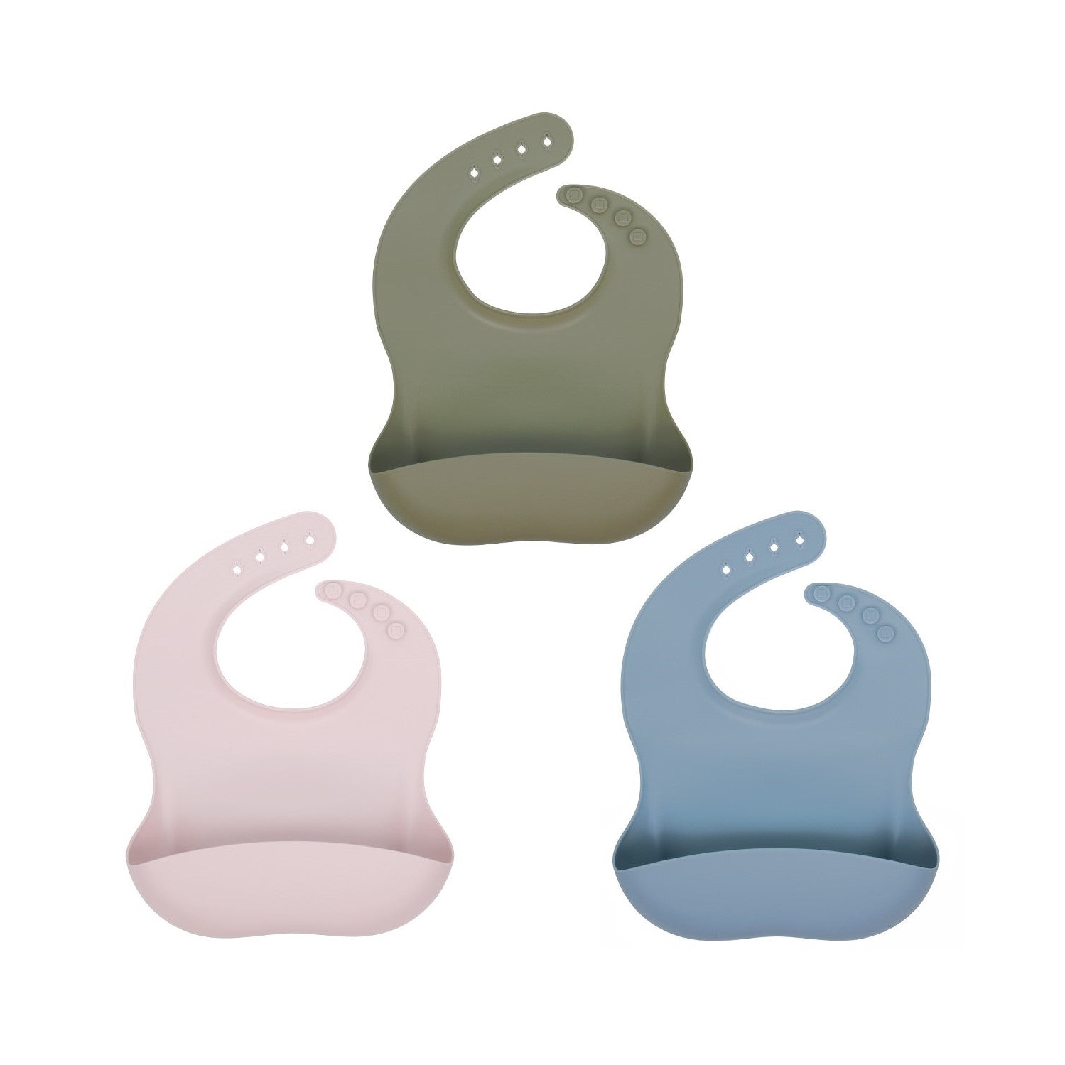 Bebcare Pershe Silicone Baby Feeding Bibs, 3-Pack