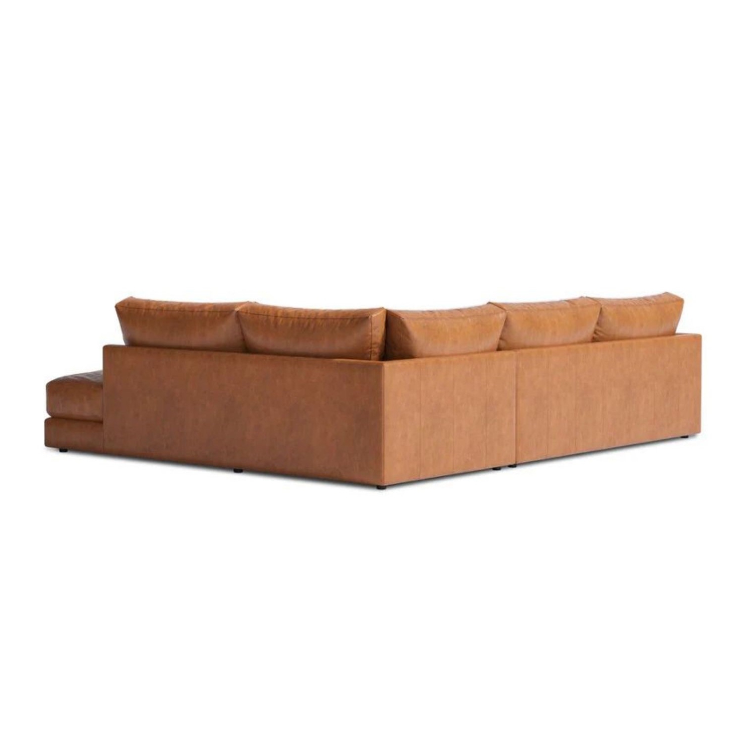 Valencia Serena Leather L-Shape with Right Bumper Chaise Sectional Sofa, Cognac Color