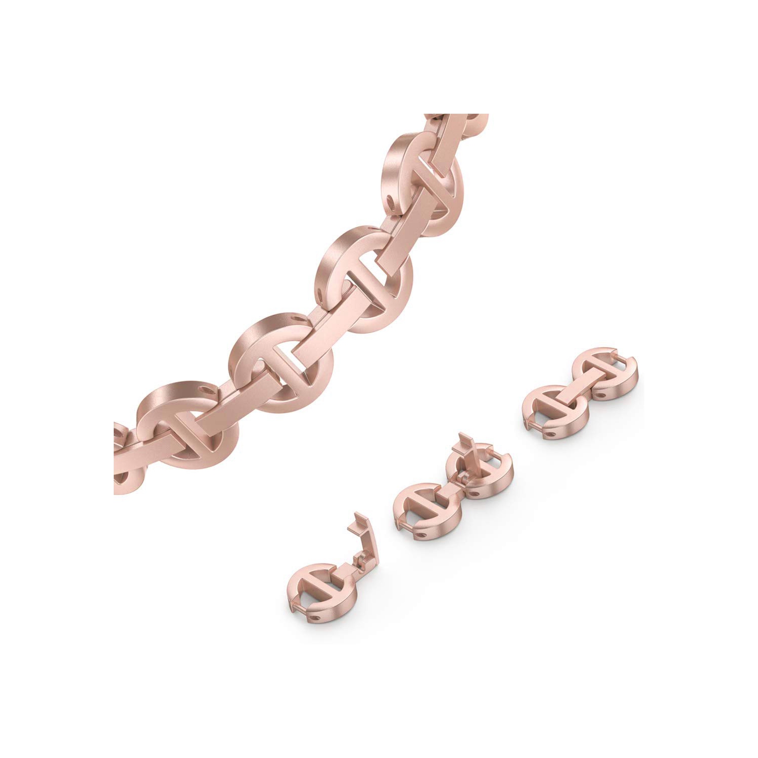 WFG Metal Band for Apple Watch Sleek O-Links with Rhinestones - 38/40/41mm - Rose Gold