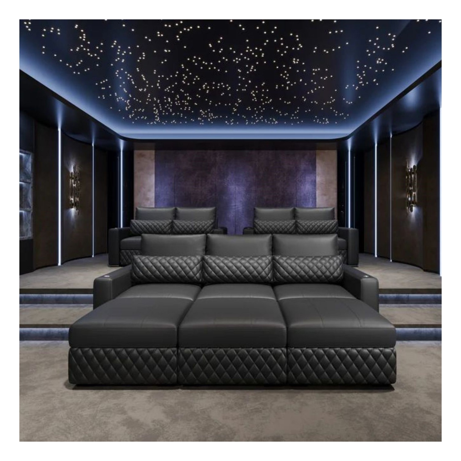 Valencia – sofa modulaire en cuir Pisa avec 3 sièges, noir