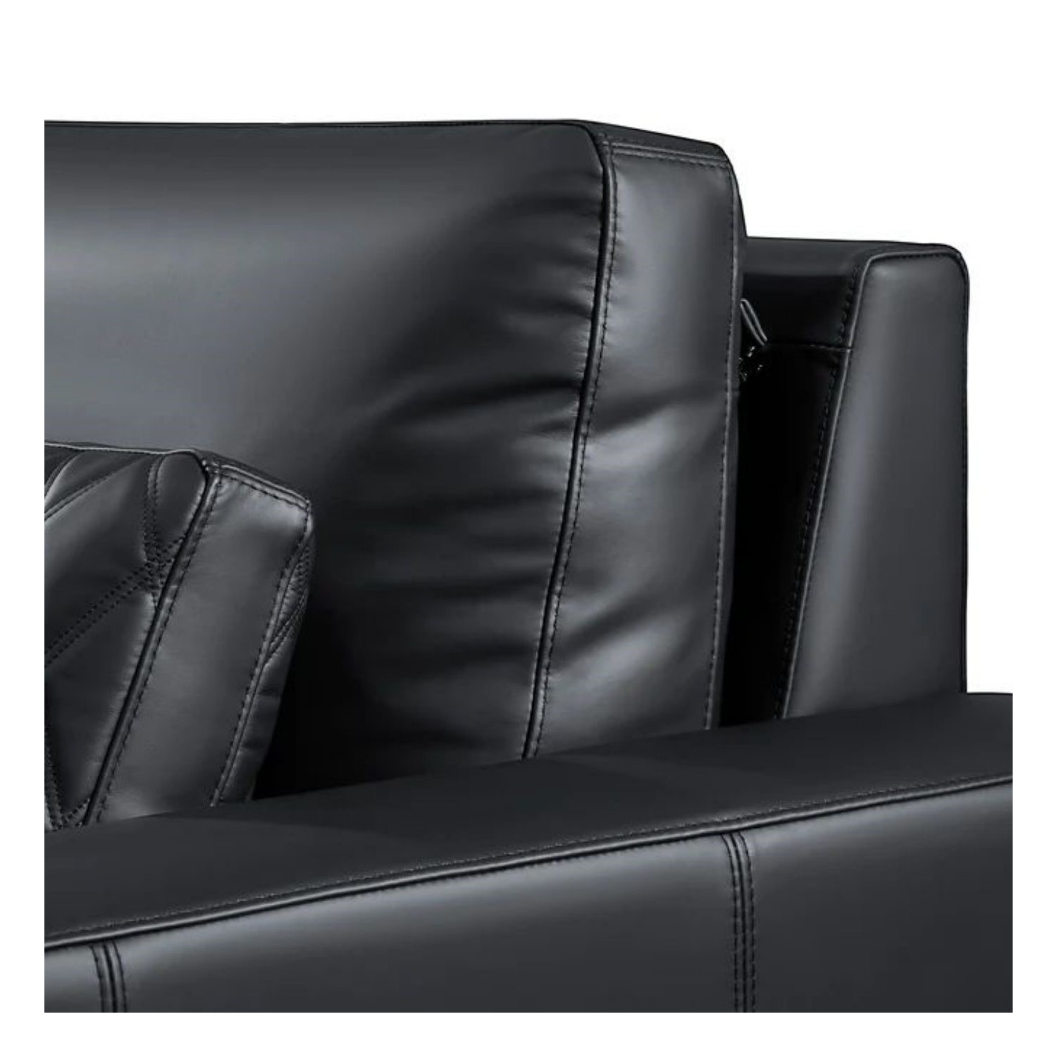 Valencia – sofa modulaire en cuir Pisa avec 3 sièges, noir