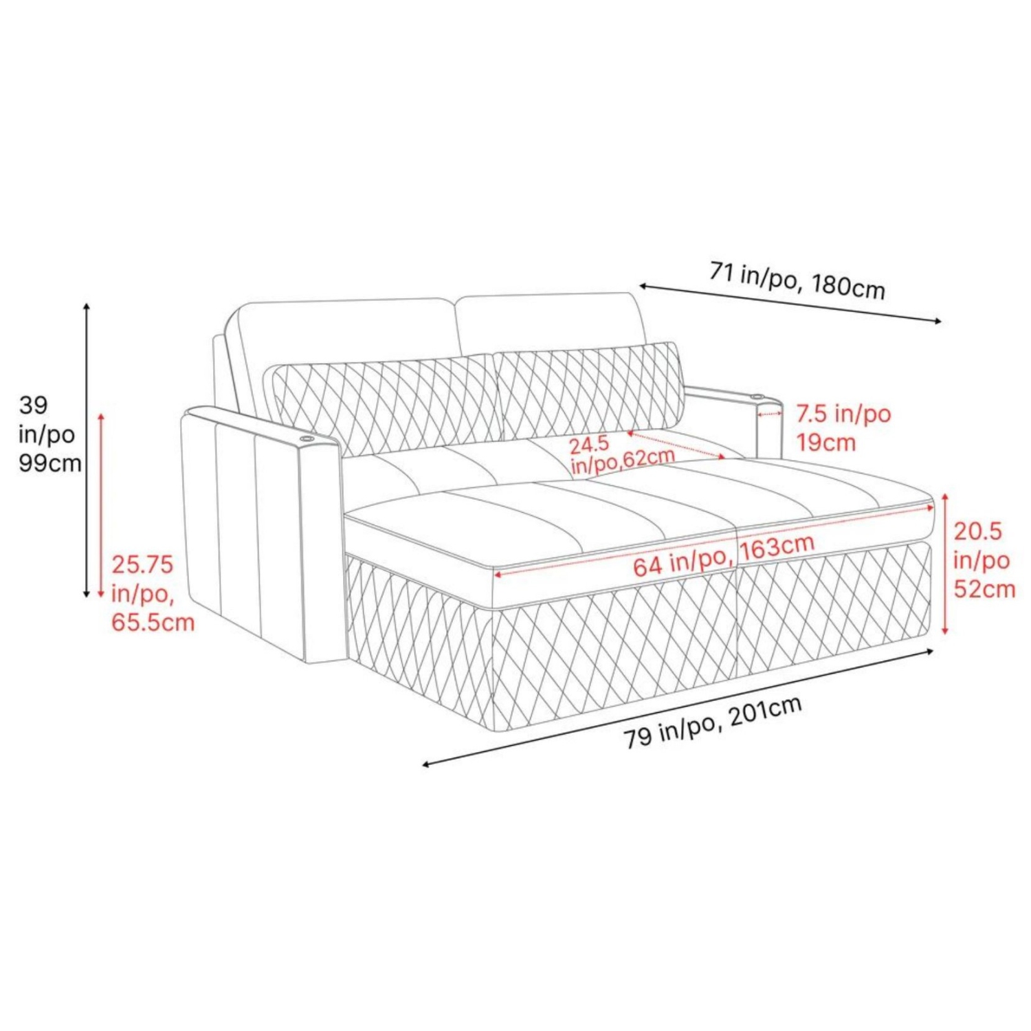 Valencia – Causeuse de sofa modulaire en cuir Pisa, noir