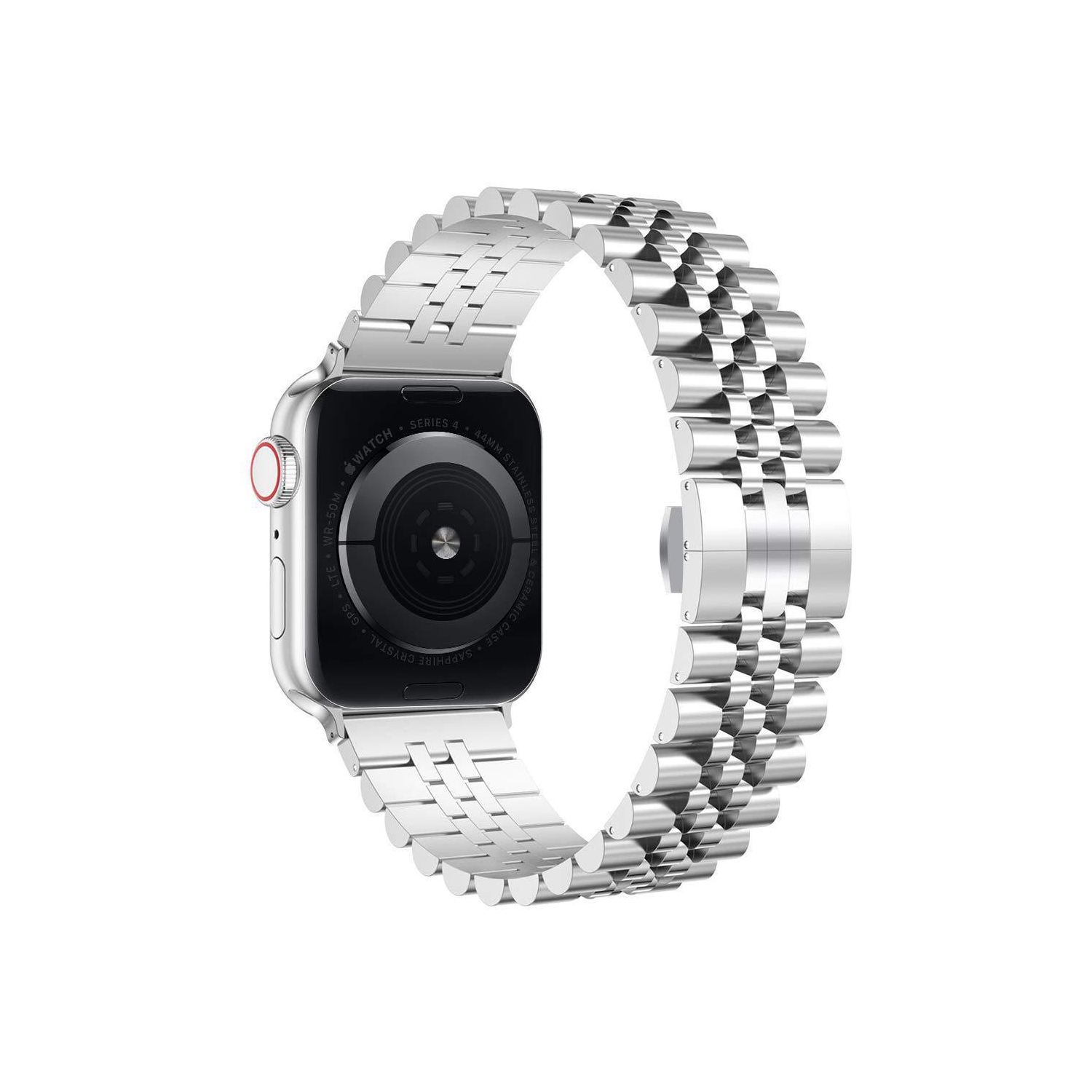 WFG Classic Stainless Steel Metal Beads Band for Apple Watch-38/40/41mm- Silver