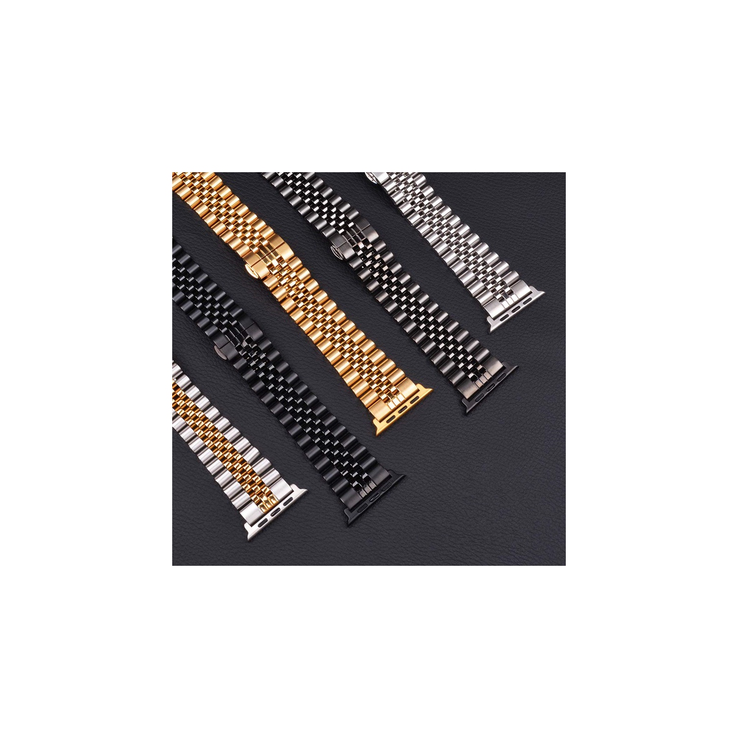 WFG Classic Stainless Steel Metal Beads Band for Apple Watch-38/40/41mm - Gold-Silver