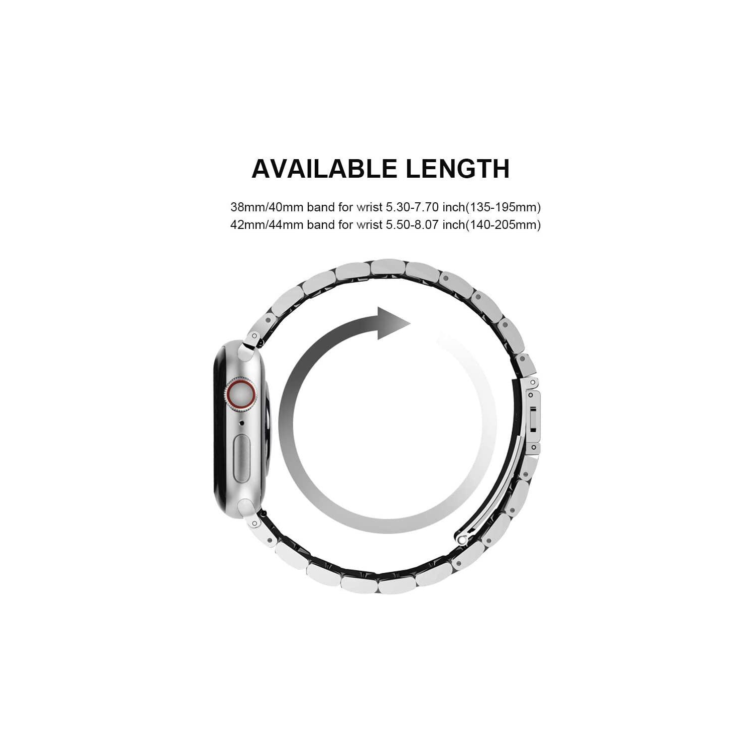 WFG Classic Stainless Steel Metal Beads Band for Apple Watch-38/40/41mm - Gold-Silver