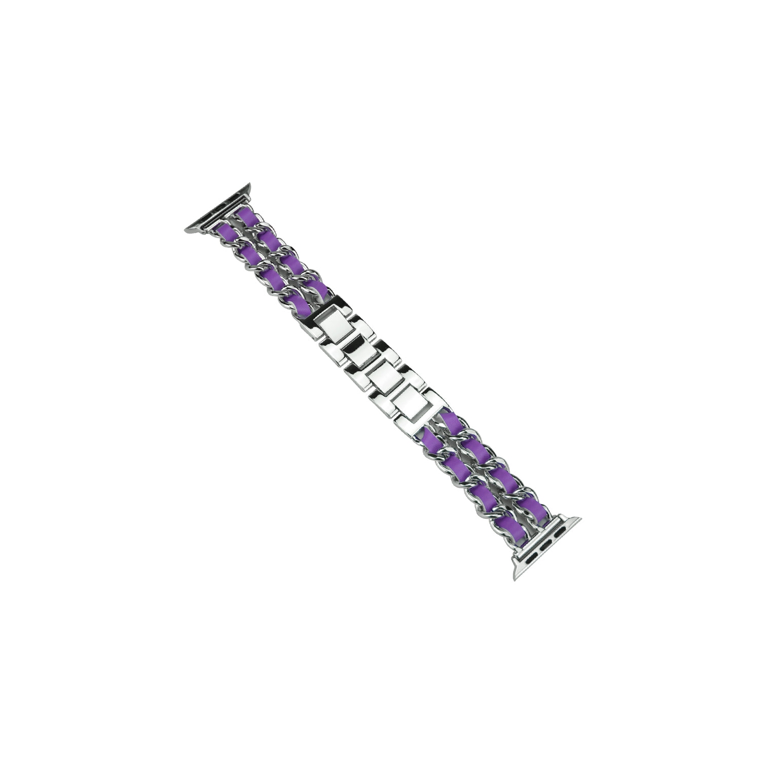 Bracelet en métal et en cuir à chaîne WFG pour Apple Watch - 42&nbsp;mm/44&nbsp;mm/45&nbsp;mm - Argenté/Violet