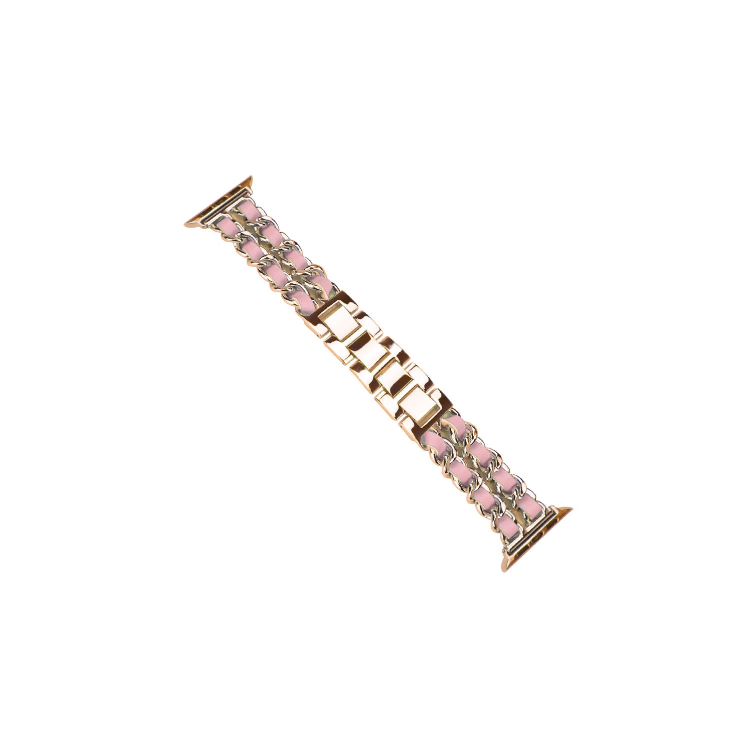 WFG Metal & Leather Chain Band for Apple Watch -38/40/41mm - Rose Gold/Pink