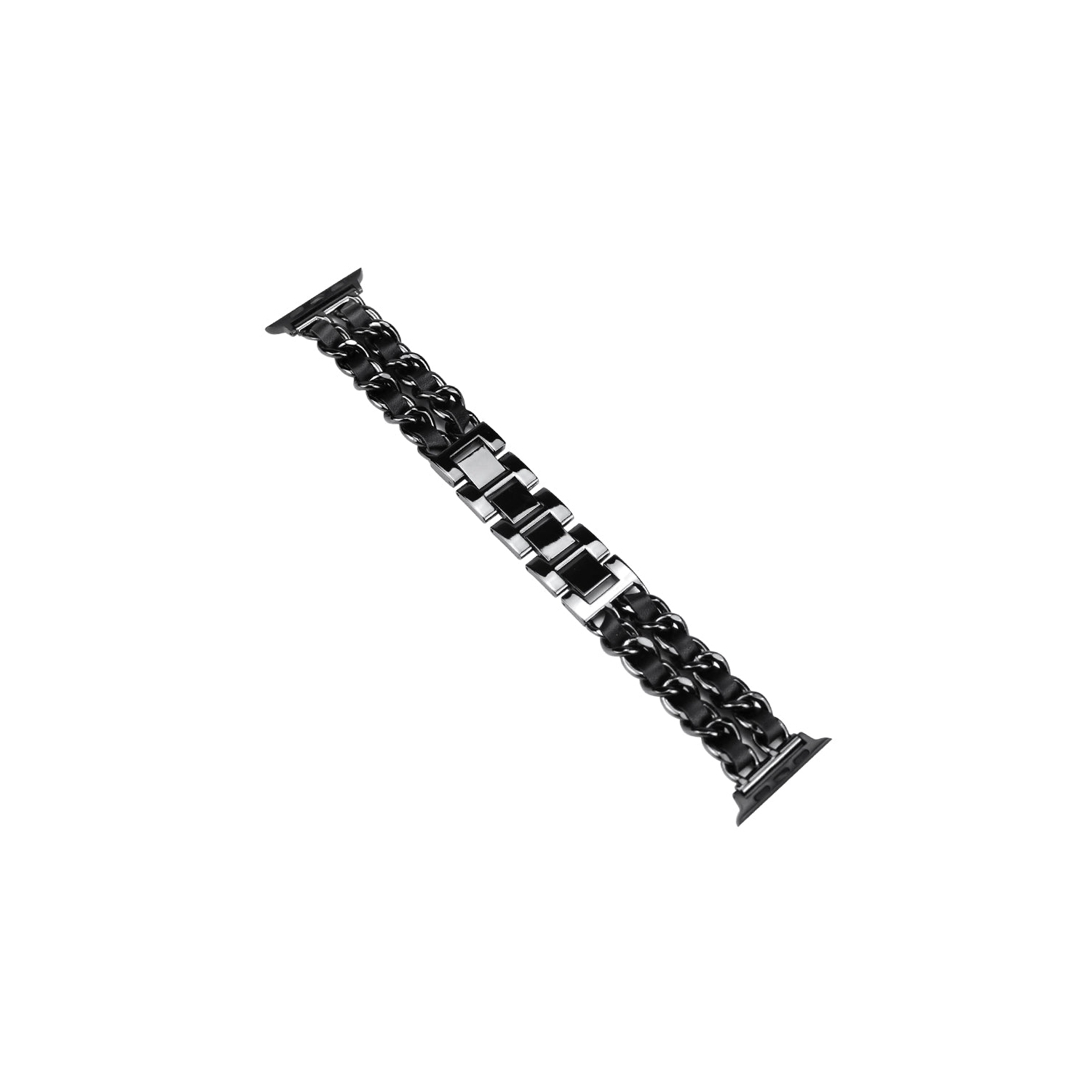 WFG Metal & Leather Chain Band for Apple Watch -38/40/41mm - Silver/Gray