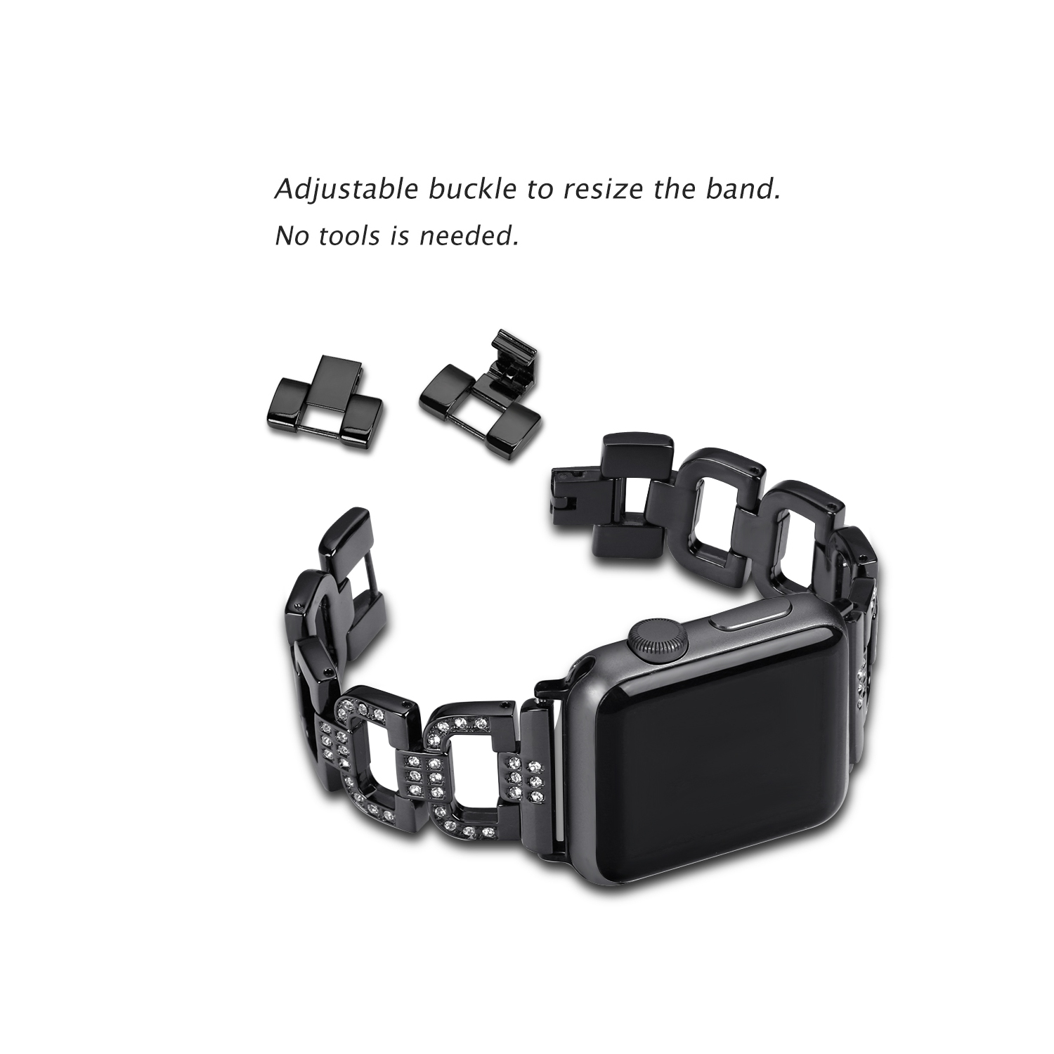 Bracelet en métal Dressy D-Links de WFG pour Apple Watch - 38/40/41 mm - Noir