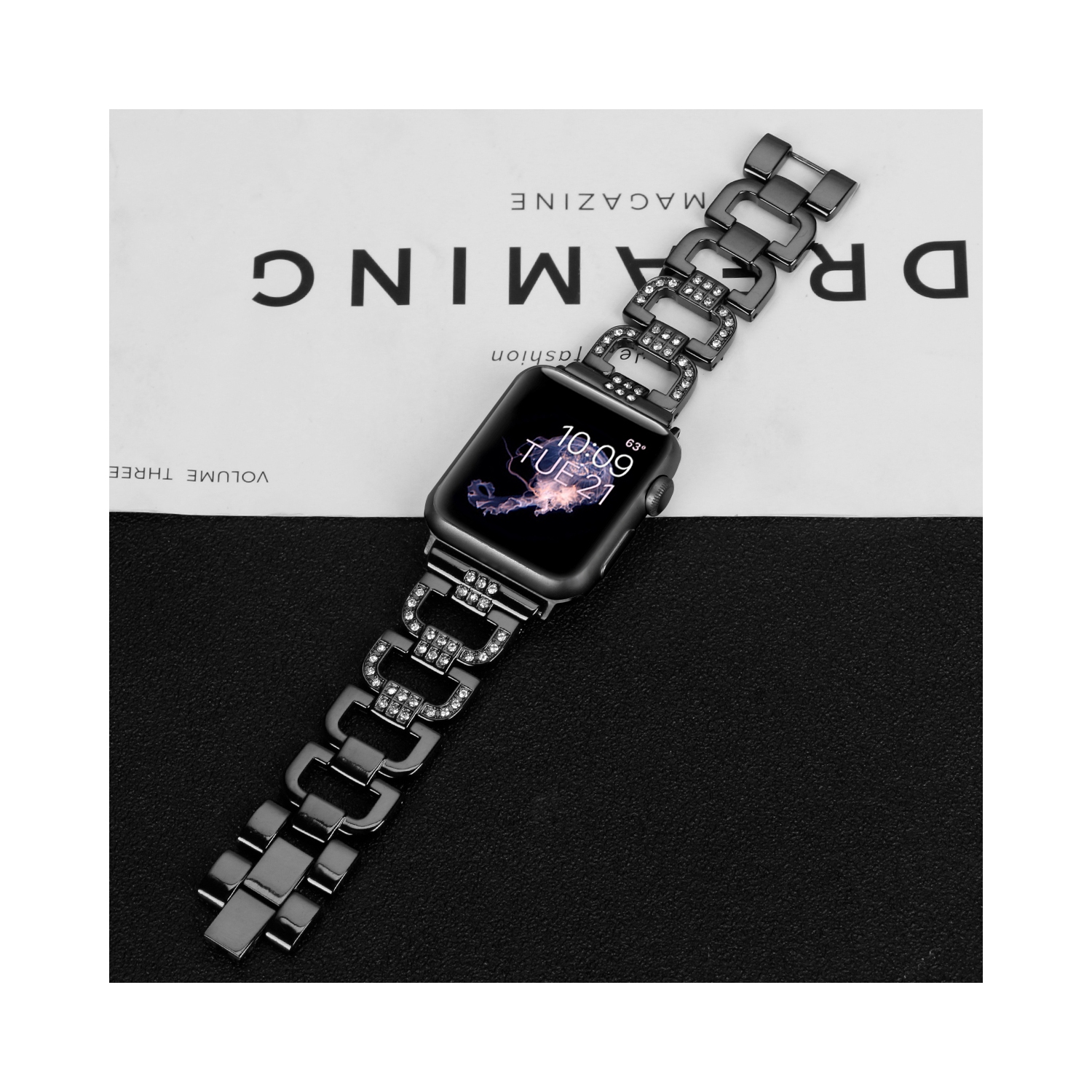 Bracelet en métal Dressy D-Links de WFG pour Apple Watch - 38/40/41 mm - Noir