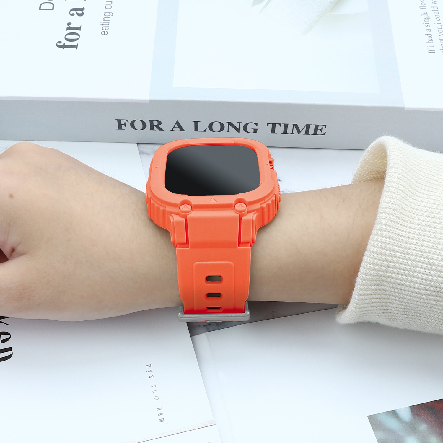 WFG Rugged Sport Bands with Bumper Case for Apple Watch Ultra 49mm- Orange