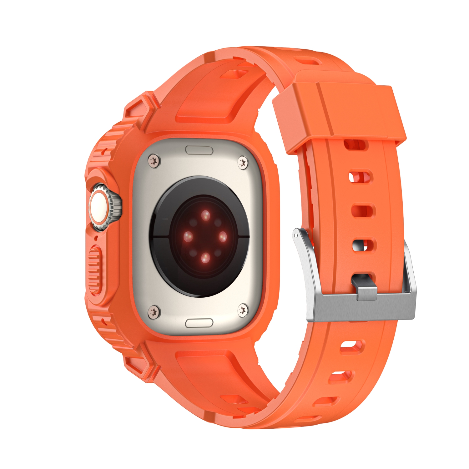 WFG Rugged Sport Bands with Bumper Case for Apple Watch Ultra 49mm- Orange