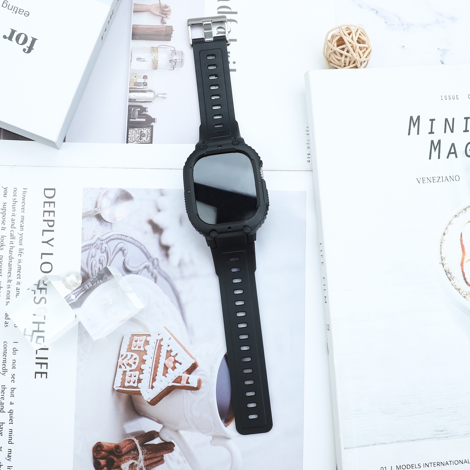 WFG Rugged Sport Bands with Bumper Case for Apple Watch Ultra 49mm- Orange