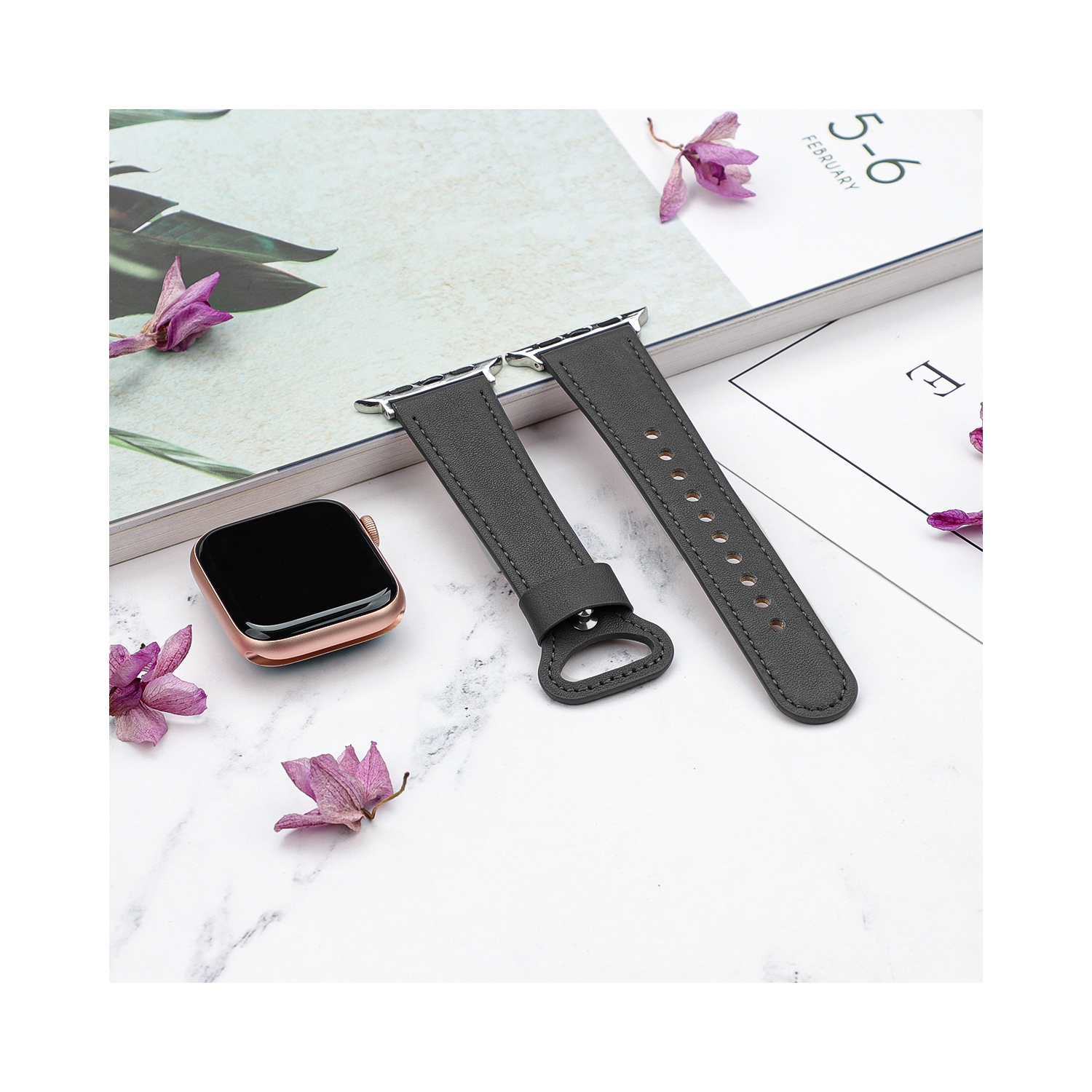 Bracelet en cuir WFG pour Apple Watch - 42&nbsp;mm/44&nbsp;mm/45&nbsp;mm - Abricot