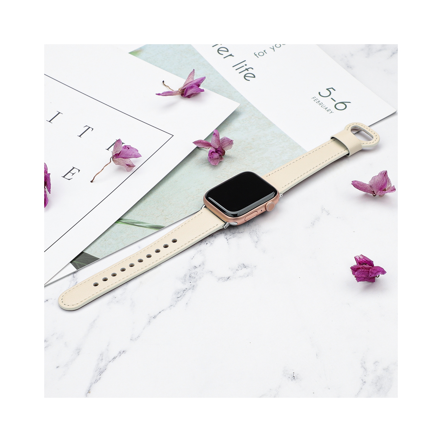 Bracelet en cuir WFG pour Apple Watch - 42&nbsp;mm/44&nbsp;mm/45&nbsp;mm - Abricot