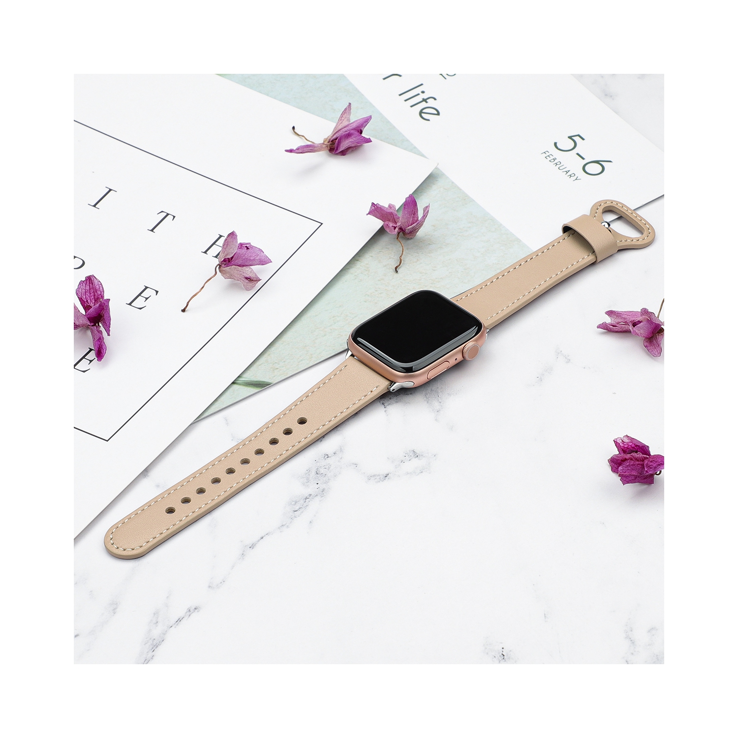 Bracelet en cuir WFG pour Apple Watch - 42&nbsp;mm/44&nbsp;mm/45&nbsp;mm - Abricot