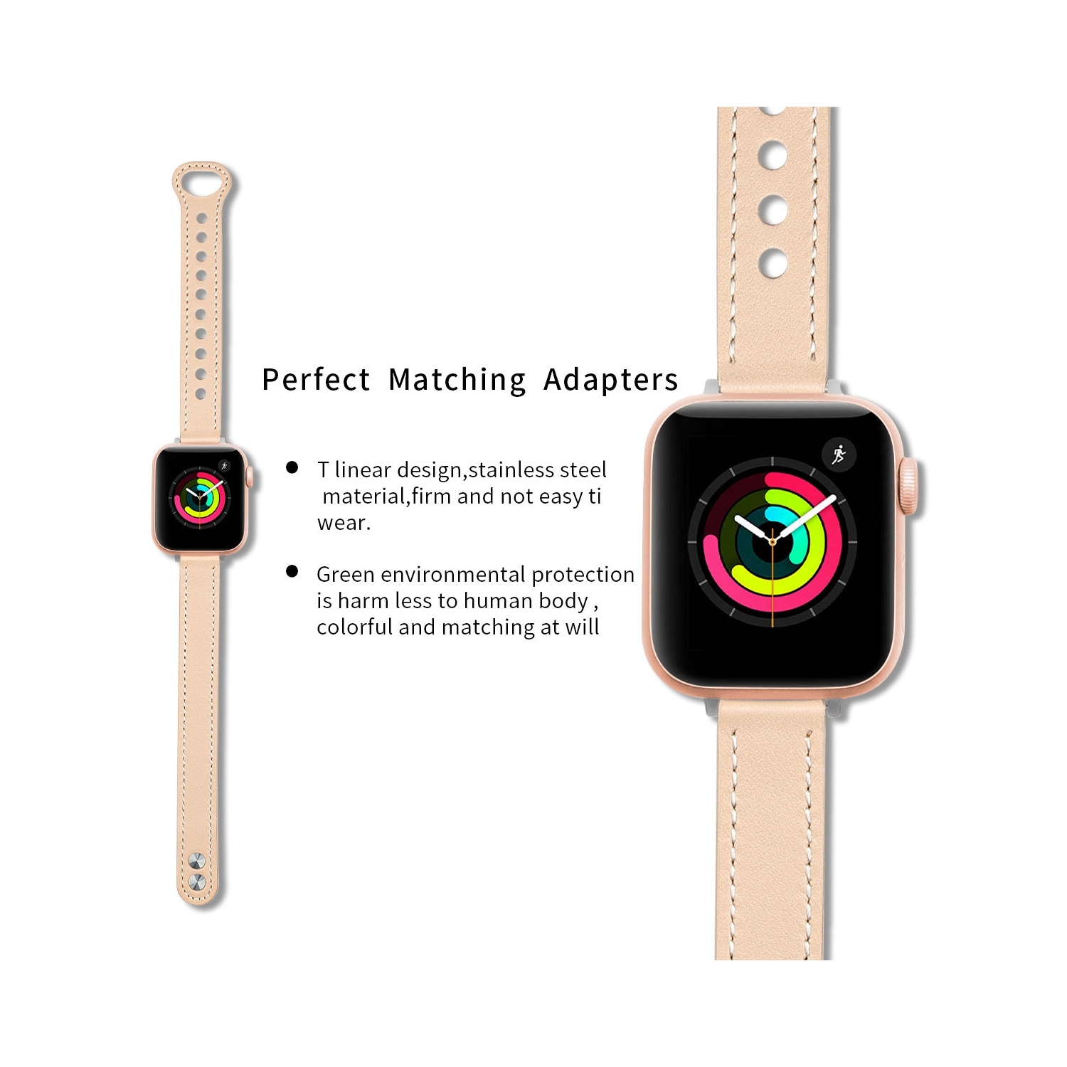 WFG Slim Dressy Leather Band for Apple Watch -38/40/41 - Brown