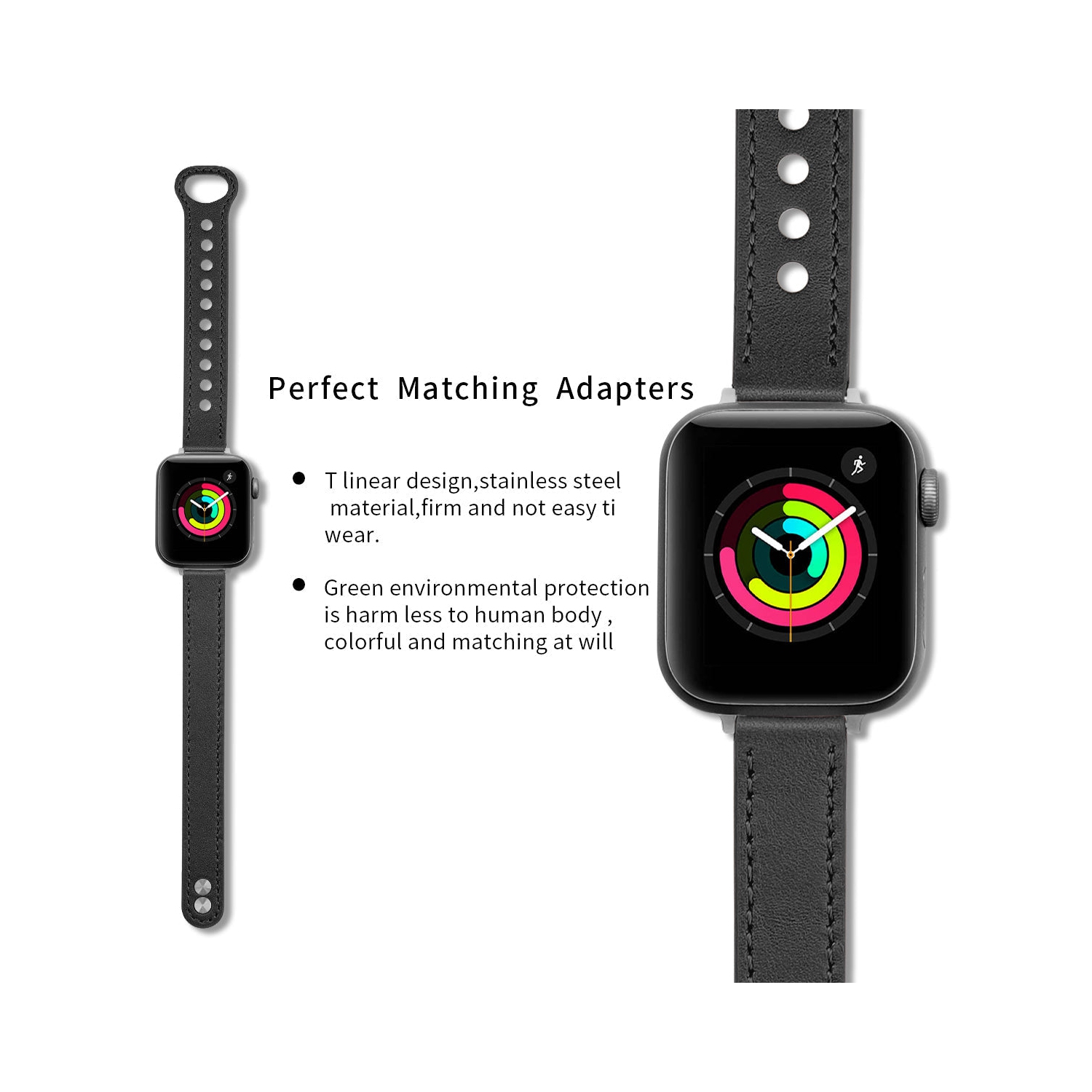 WFG Slim Dressy Leather Band for Apple Watch -38/40/41 - Brown