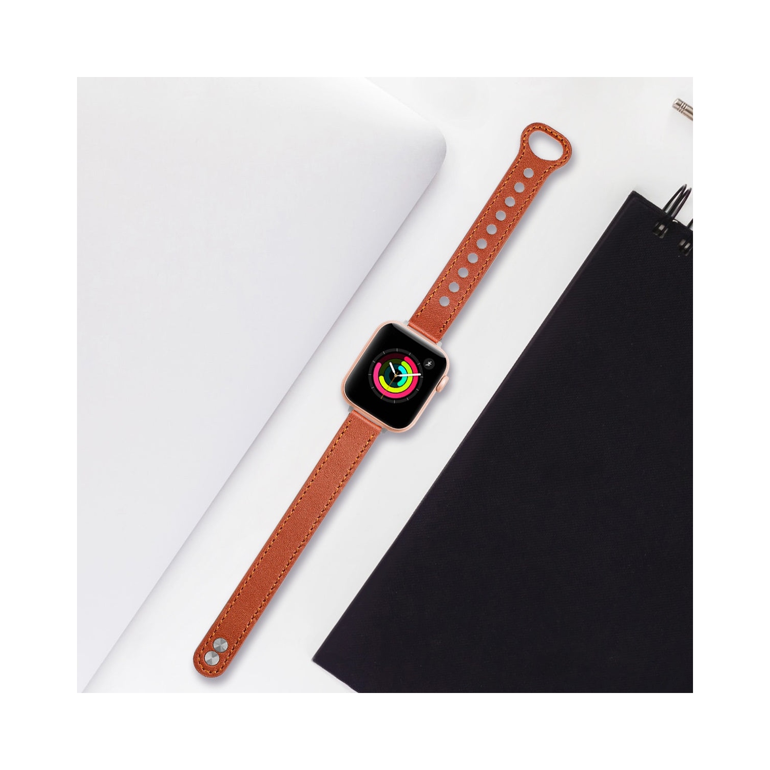 WFG Slim Dressy Leather Band for Apple Watch -38/40/41 - Black