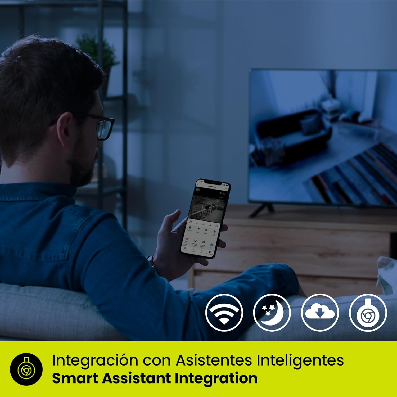 Lloyd's, IP d'intérieur intelligent, Wi-Fi, caméra de sécurité pour la maison, HD intégrale 1080P, vision nocturne 30 pi, compatible avec Alexa,