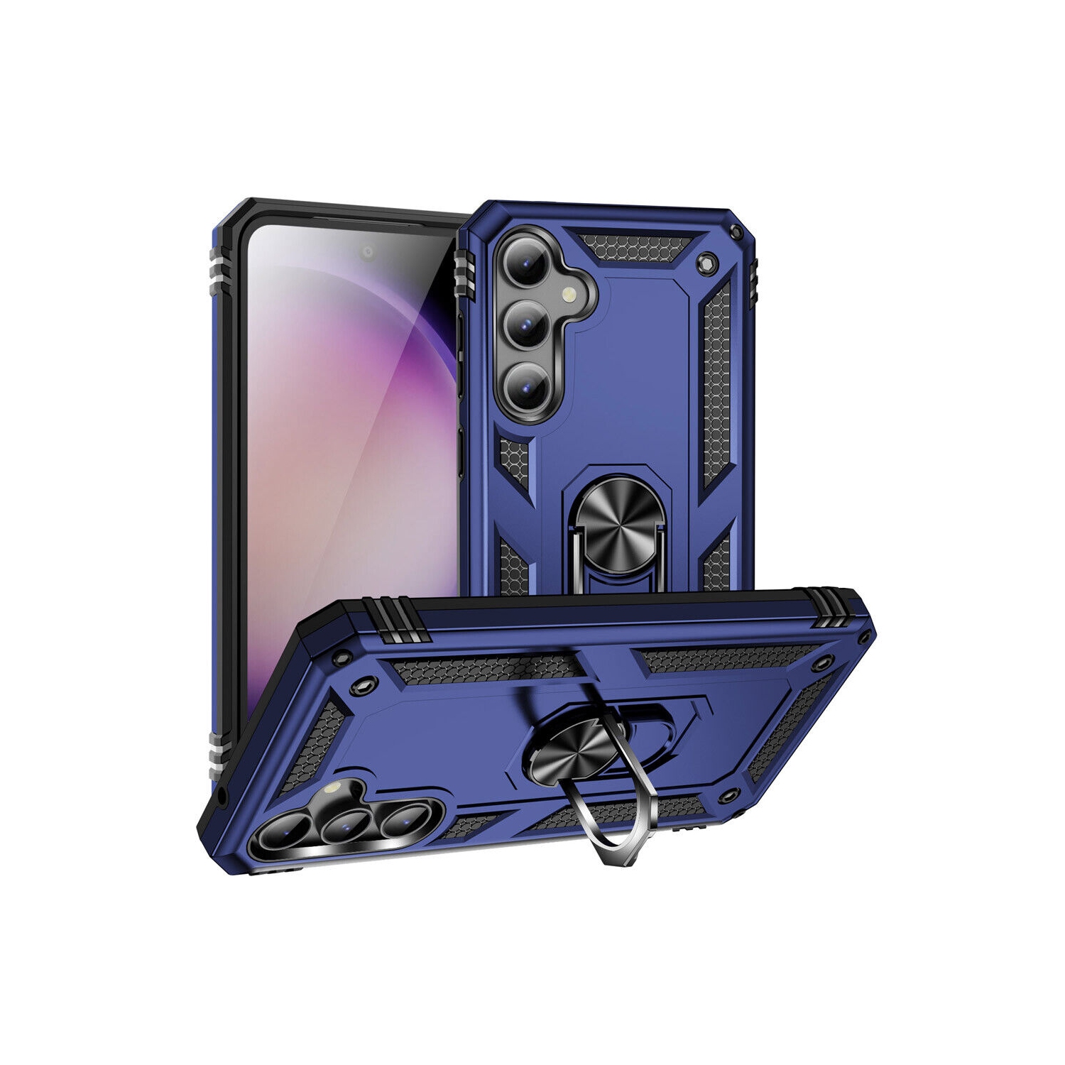 [CS] Étui rigide magnétique hybride avec support à anneau pour Samsung Galaxy A35 5G, bleu marine