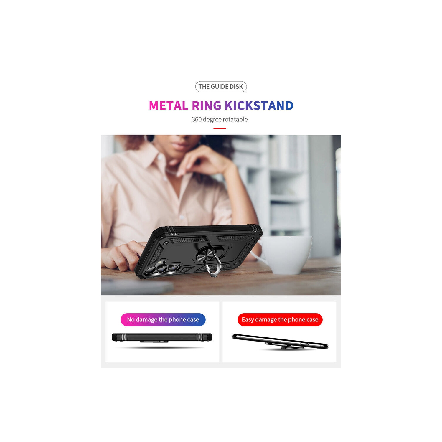 [CS] Étui rigide magnétique hybride avec support à anneau pour Samsung Galaxy A35 5G, rose doré