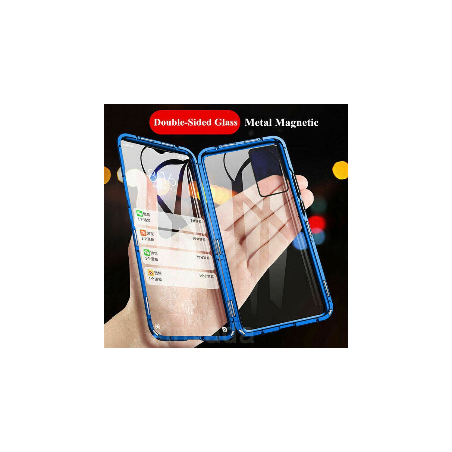 Protecteur avant et arrière avec protecteur magnétique en métal et verre trempé transparent pour expédition sans S24 de Samsung