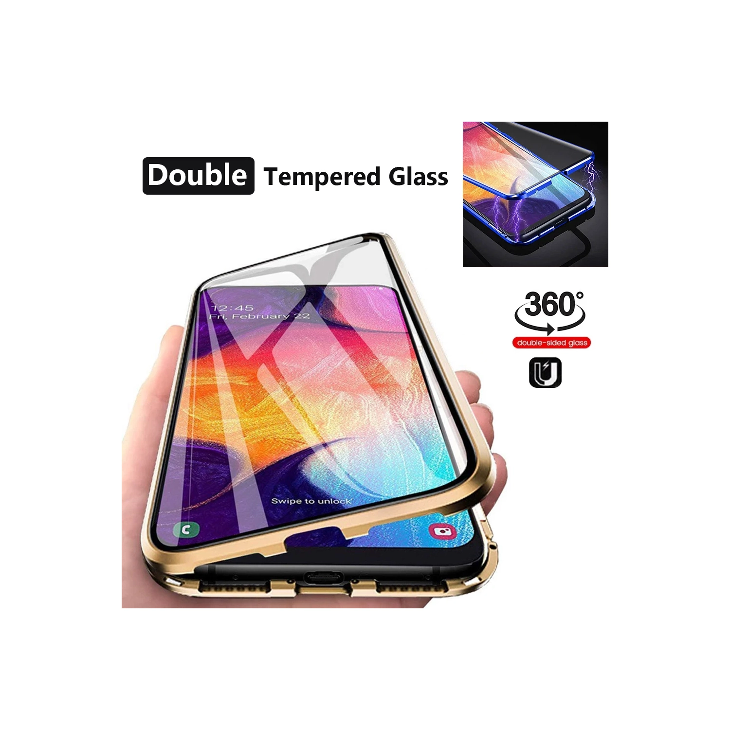 Full Protection Front+Back Clear Tempered Glass Metal Magnetic Case Cover For Samsung S24-Free Shipping