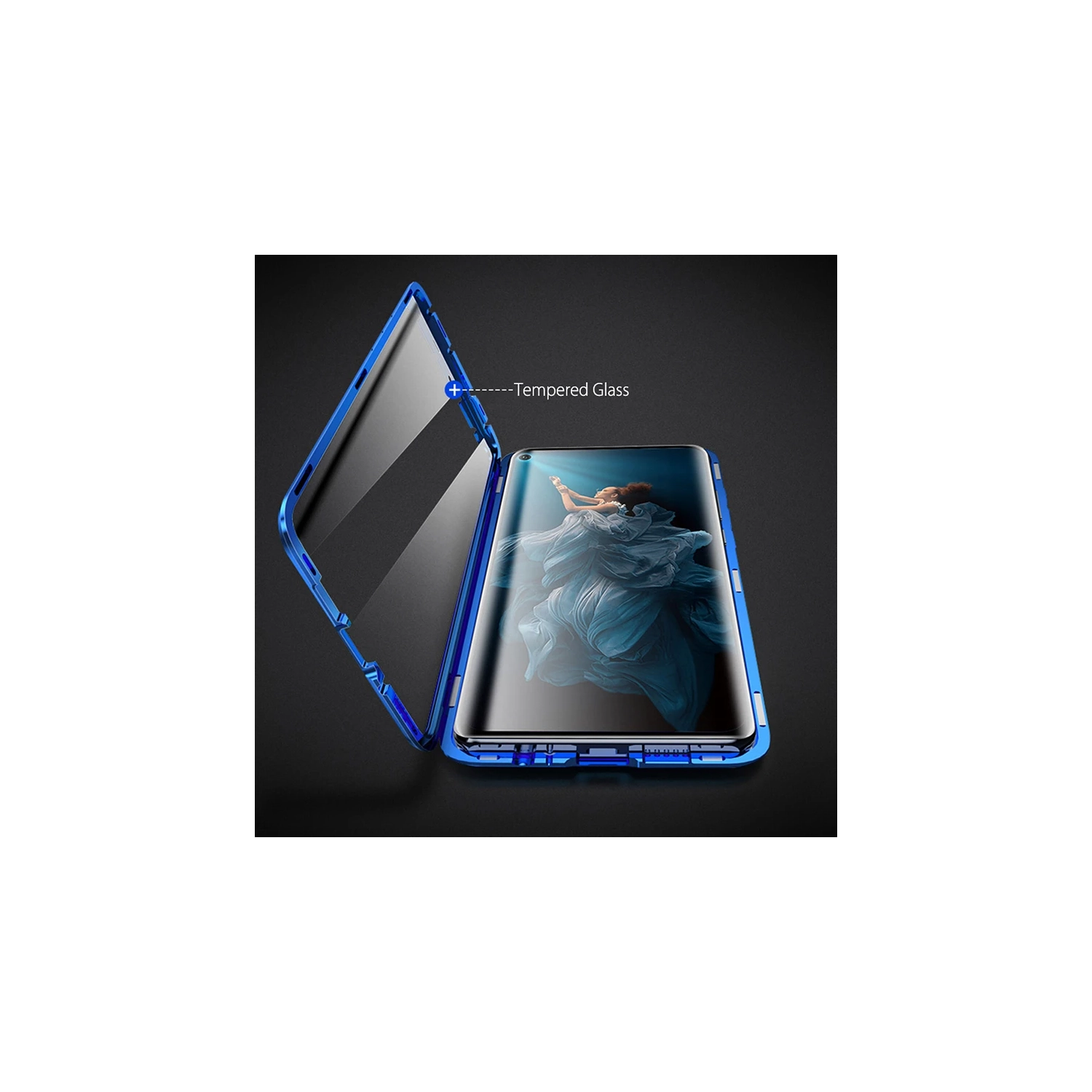 Full Protection Front+Back Clear Tempered Glass Metal Magnetic Case Cover For iPhone 15 PRO MAX-Free Shipping