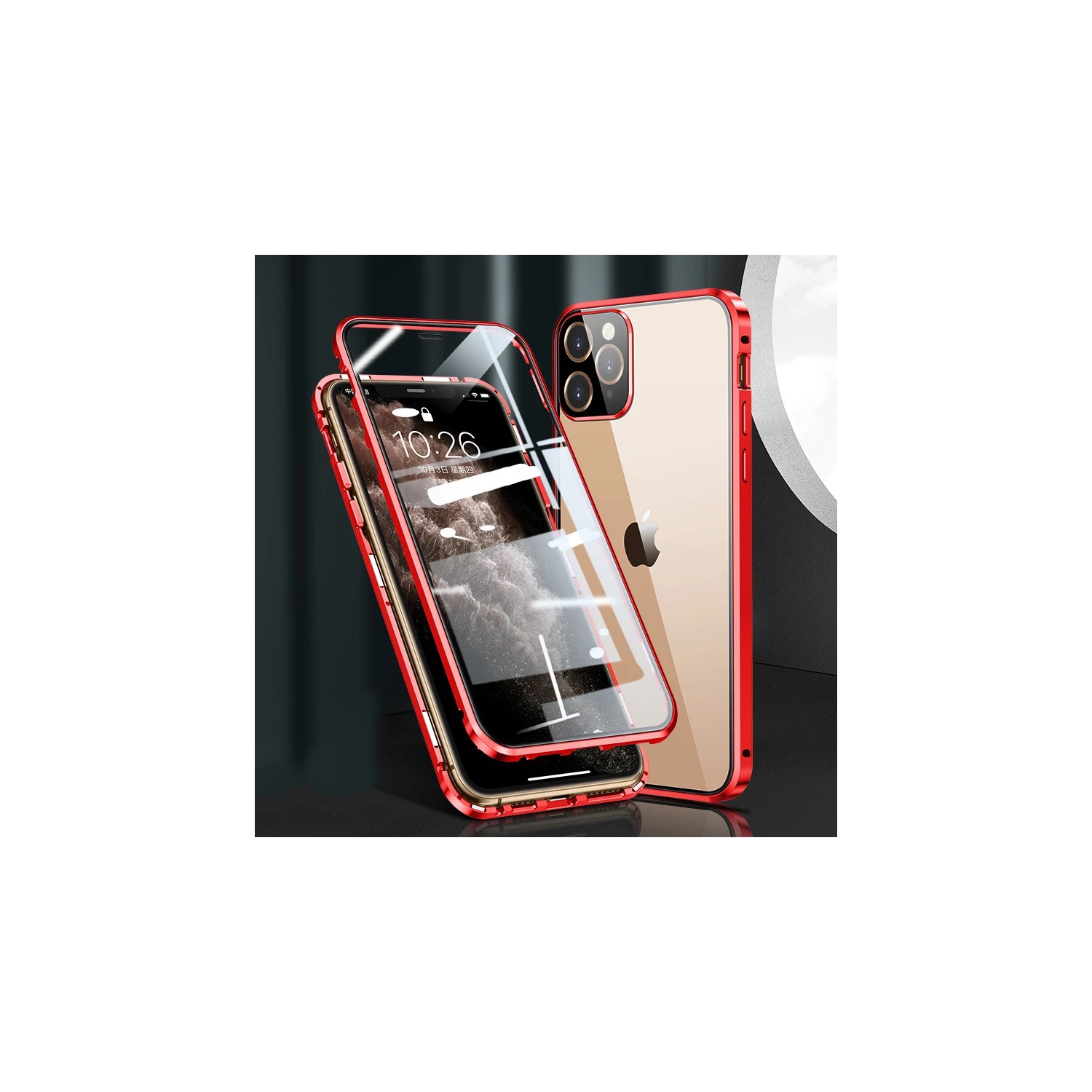 Full Protection Front+Back Clear Tempered Glass Metal Magnetic Case Cover For iPhone 15 PRO MAX-Free Shipping