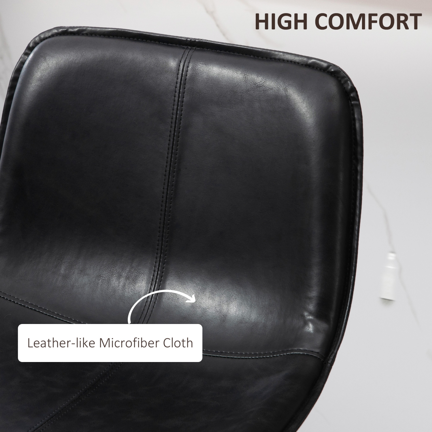 HOMCOM Bar Stools Set of 2, Upholstered Counter Height Bar Chairs, 26" Kitchen Stools with Steel Legs for Dining Area, Kitchen Aisle, Black