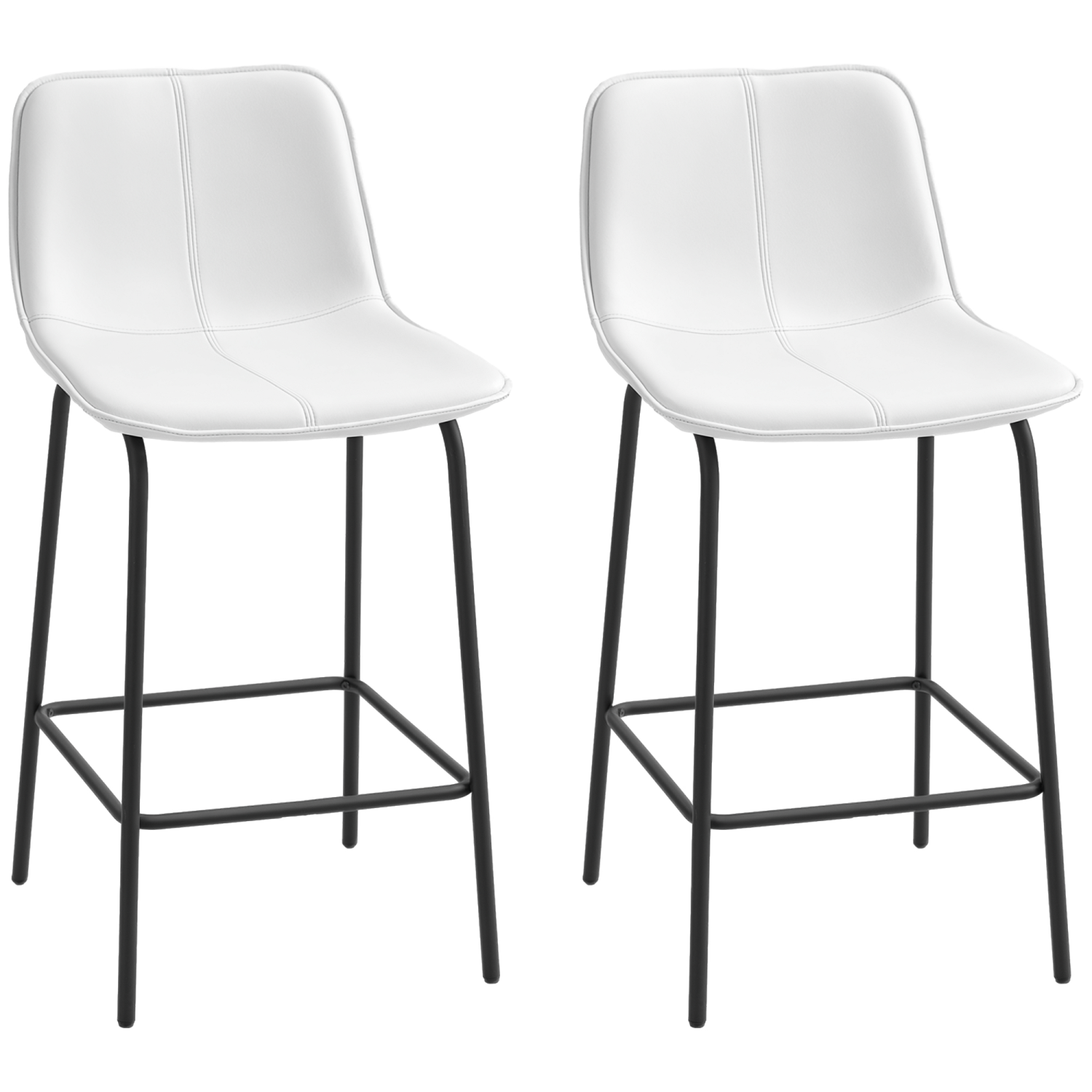 Ensemble de 2 tabourets de bar HOMCOM, chaises de bar rembourrées à hauteur de comptoir, tabourets de cuisine 26&nbsp;po avec pattes en acier pour la
