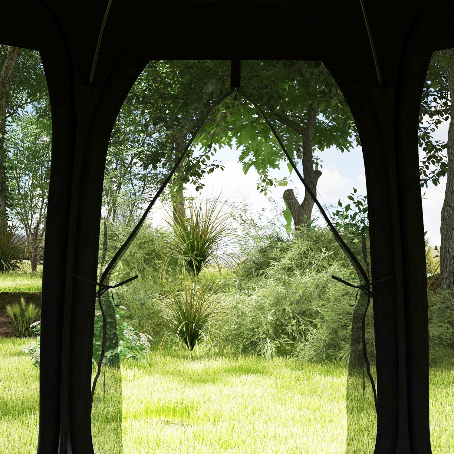 Outsunny 11' x 11.5' Screen Tent House, Pop Up Tent Gazebo with Nettings, Portable Carry Bag and 2 Doors, Black