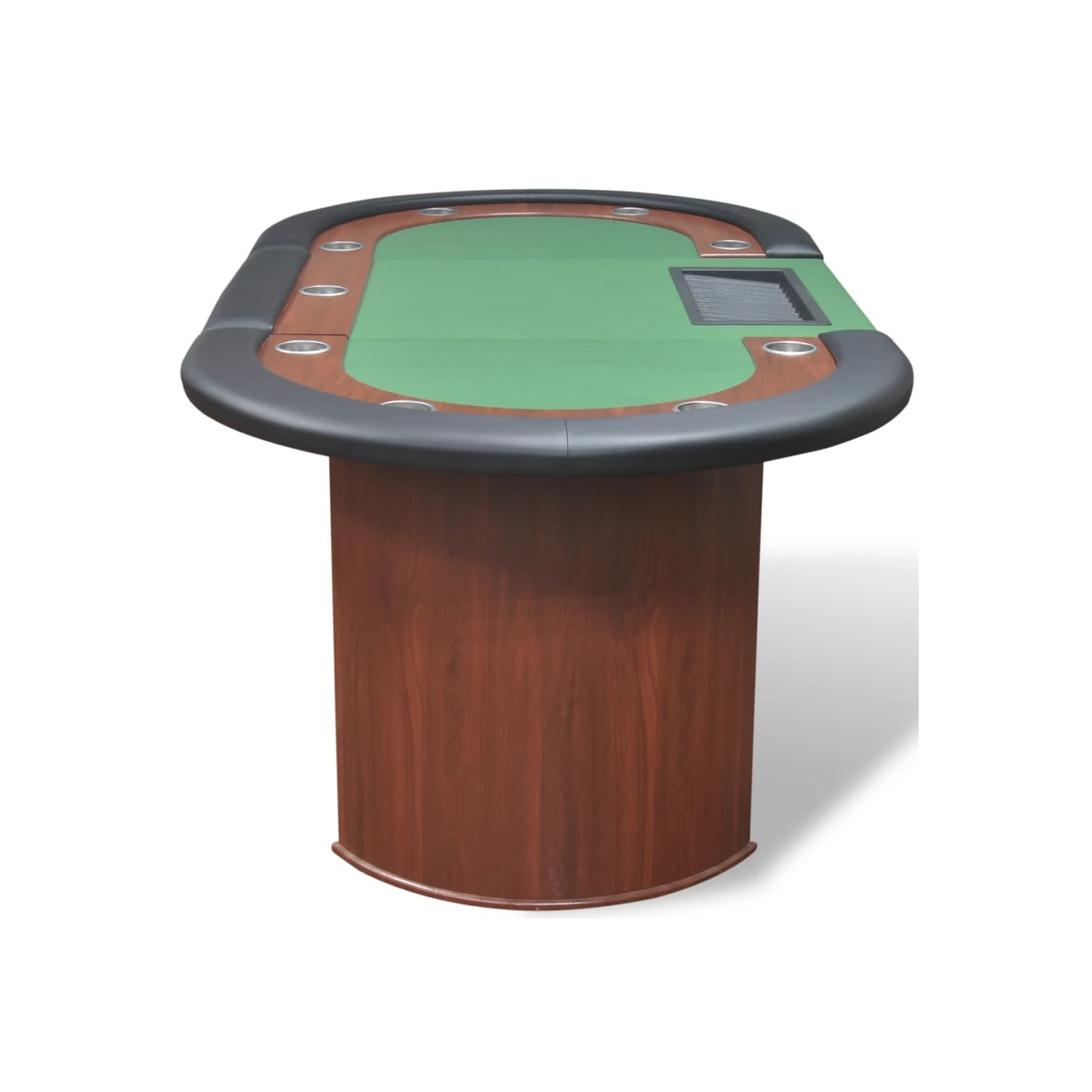 Table de poker pour 10 joueurs avec zone de marchand et plateau à jetons vert