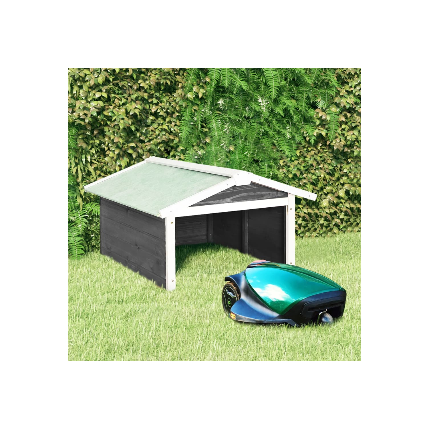 Tapis de garage robotisé pour tondeuse de vidaXL, 72x87x50&nbsp;cm, gris et blanc