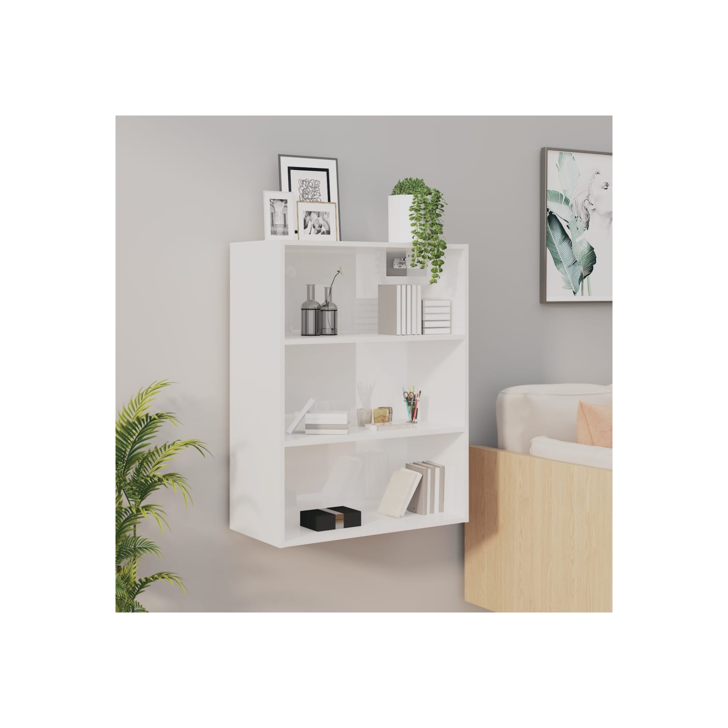 Armoire murale suspendue vidaXL, blanc très lustré 69,5x32,5x90 cm