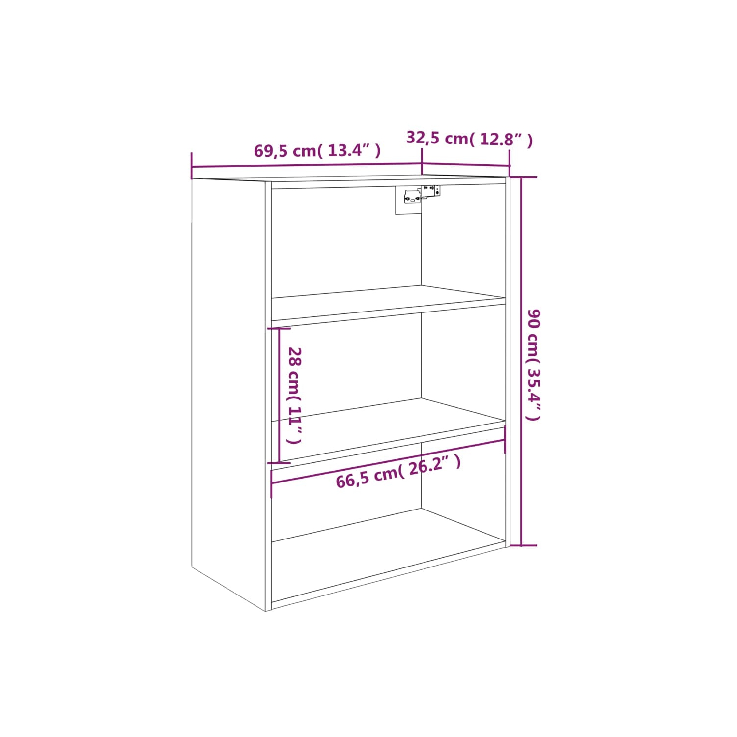 Armoire murale suspendue vidaXL, blanc très lustré 69,5x32,5x90 cm