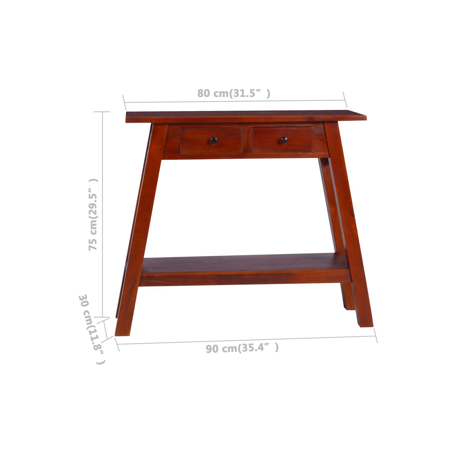 vidaXL Console Table Classical Brown 90x30x75cm Solid Mahogany Wood