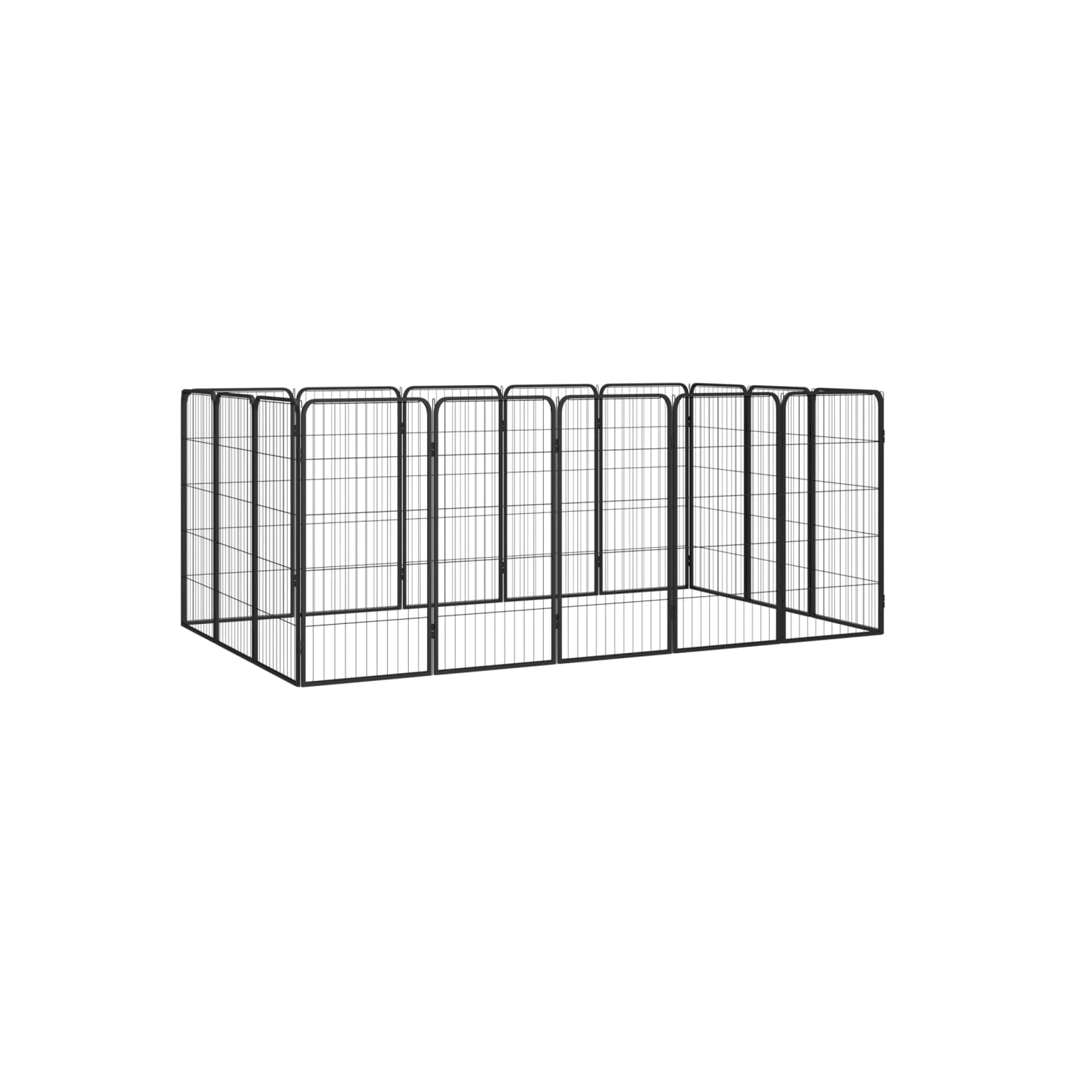 vidaXL 16-Panel Dog Playpen Black 50x100 cm Powder-coated Steel