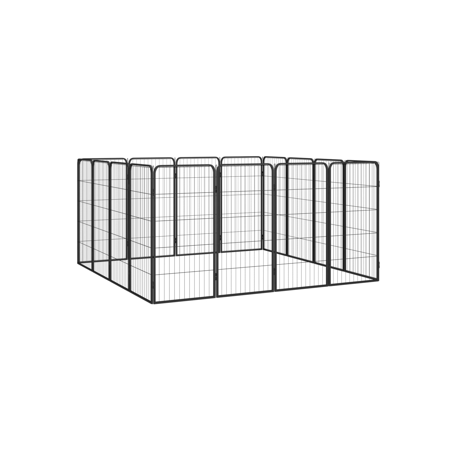 vidaXL 16-Panel Dog Playpen Black 50x100 cm Powder-coated Steel