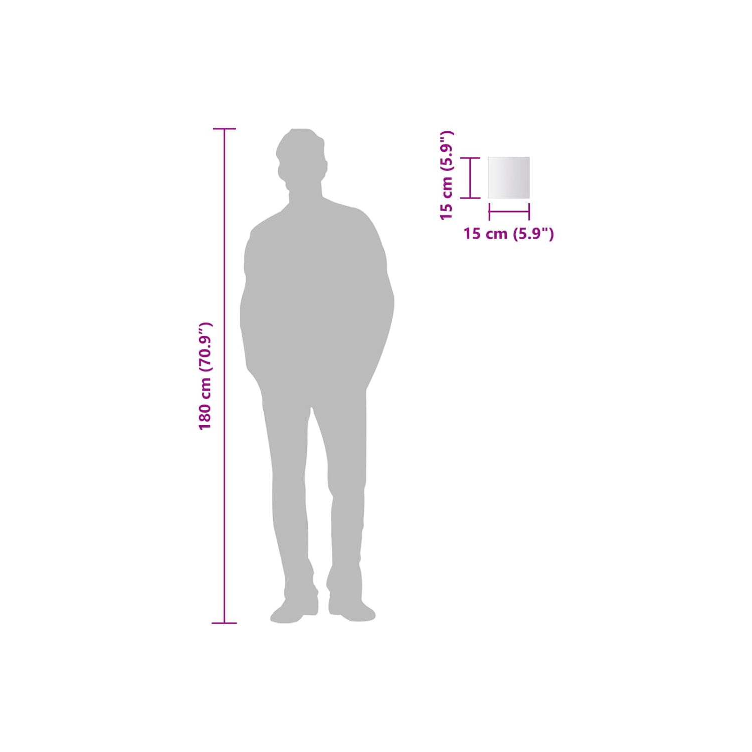 vidaXL 24 pcs Mirror Tiles Square Glass