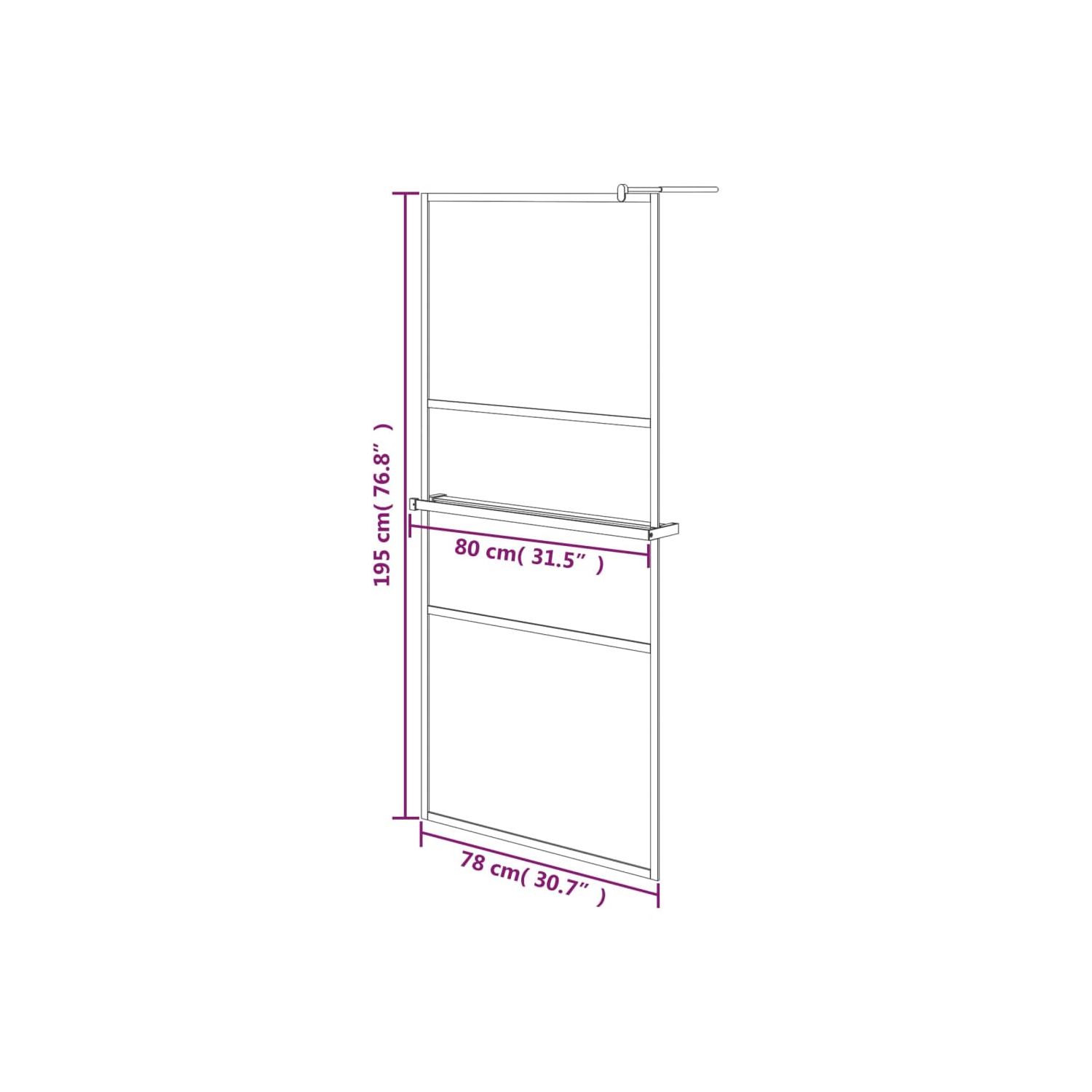 vidaXL Walk-in Shower Wall with Shelf Chrome 80x195 cm ESG Glass&Aluminium