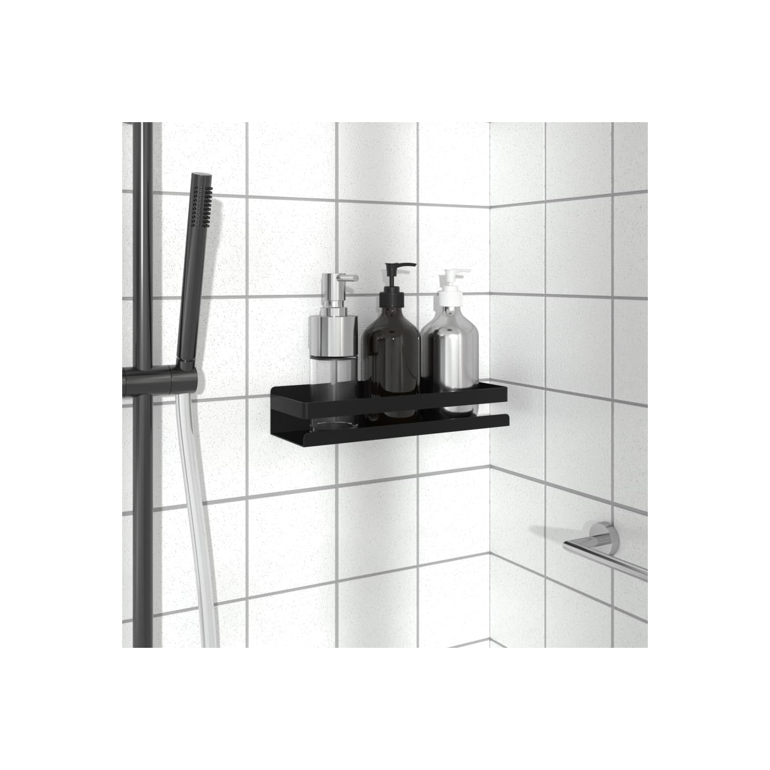 vidaXL Shower Shelf Matt Black 30x10x6 cm Brushed 304 Stainless Steel