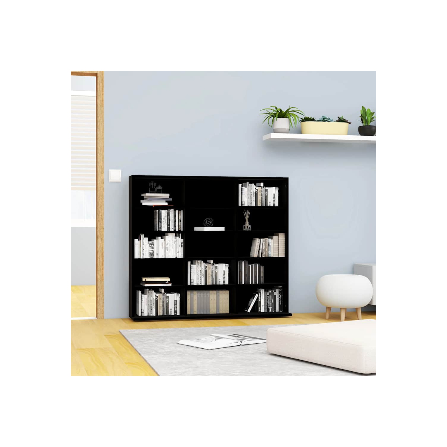 Armoire à CD vidaXL noire 100x23x89.5 cm en bois d'ingénierie